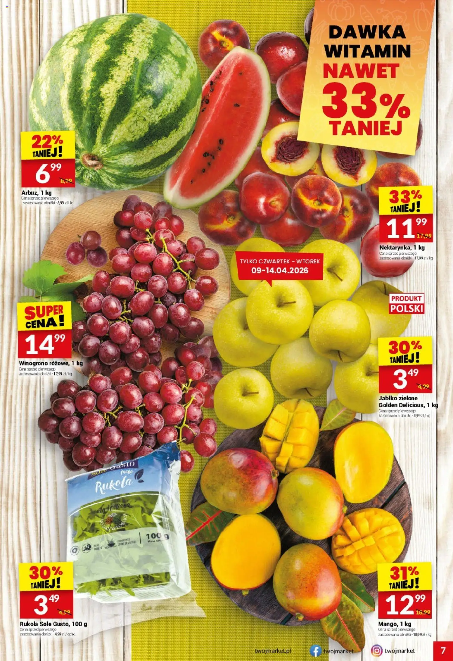 Twój Market gazetka od 08.04.2026 | Strona: 7 | Produkty: Winogrono, Rukola