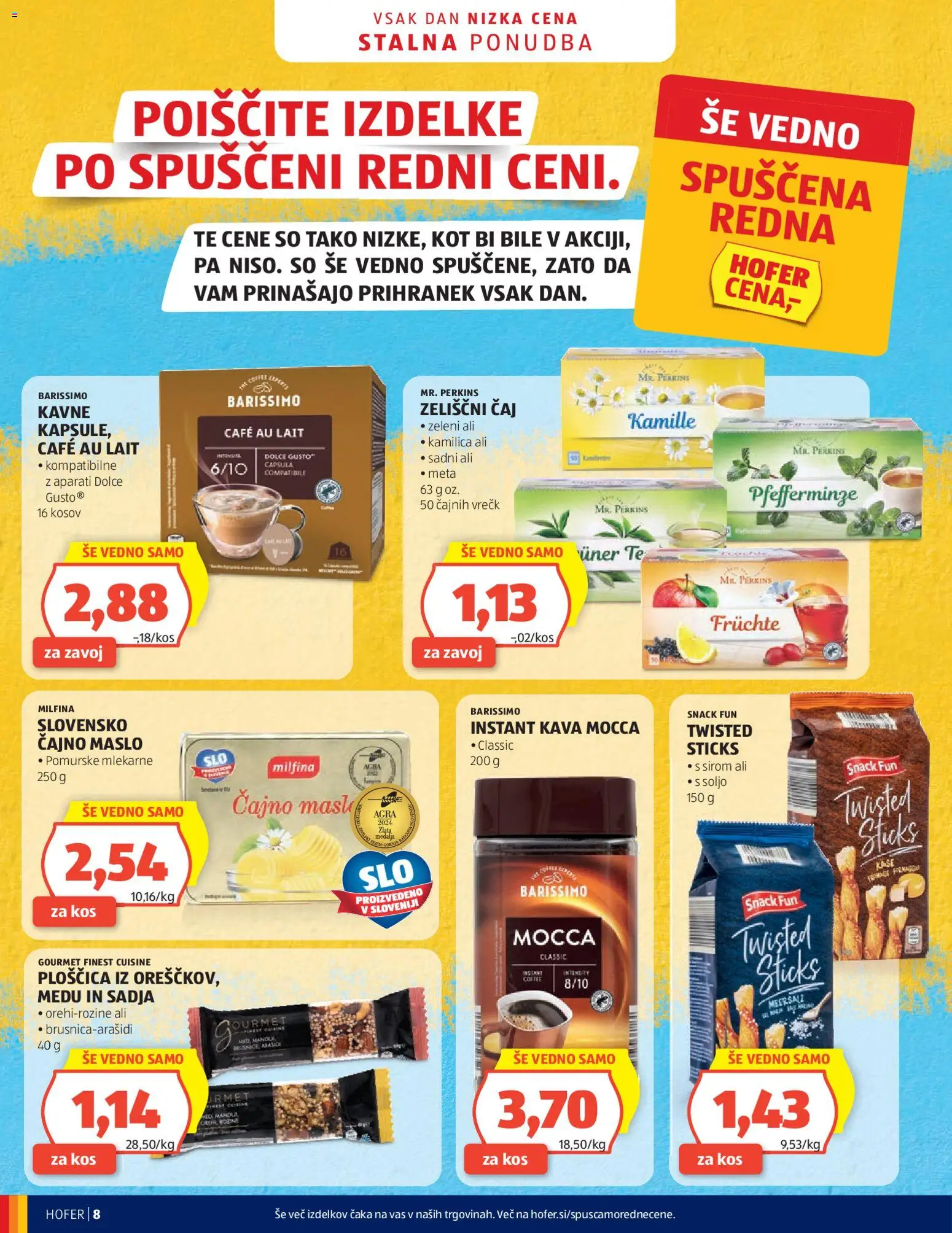 Novi Hofer katalog ponudbe – veljaven od 22.04.2026 | Stran: 8 | Izdelki: Arašidi, Maslo, Kava, Caj