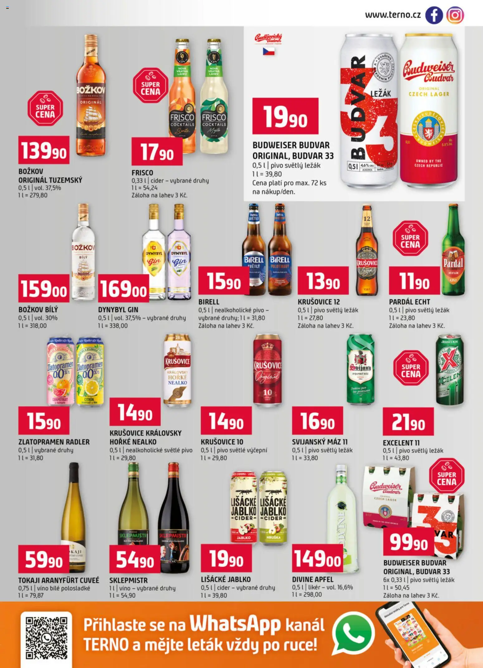 Terno leták - Zlín od 07.01.2026 | Strana: 13 | Produkty: Svijanský Máz, Krušovice, Lišácké jablko, Budvar 33