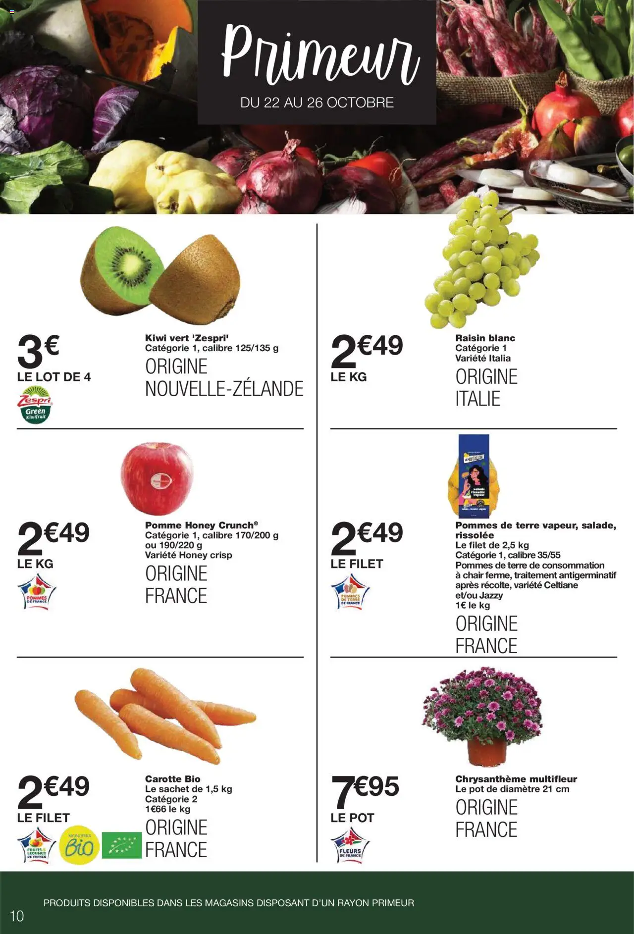 {H1} | Page: 10 | Produits: Pomme, Raisin, Chrysanthème, Kiwi