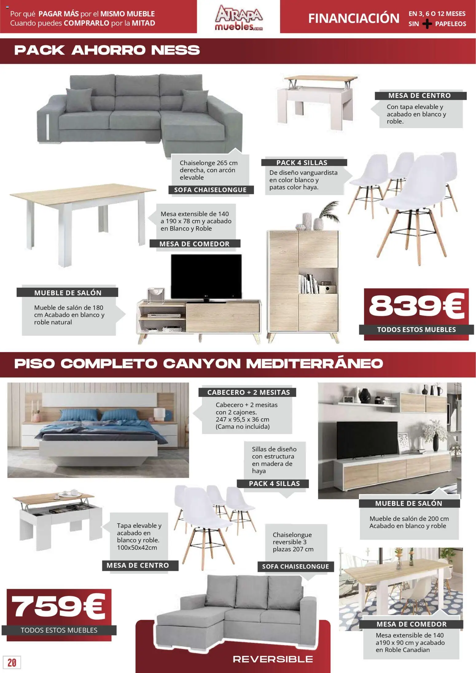 Atrapa Muebles - folleto │ válido desde el 01.01.2026 | Página: 20 | Productos: Mesa extensible, Cama, Sofá, Mesa