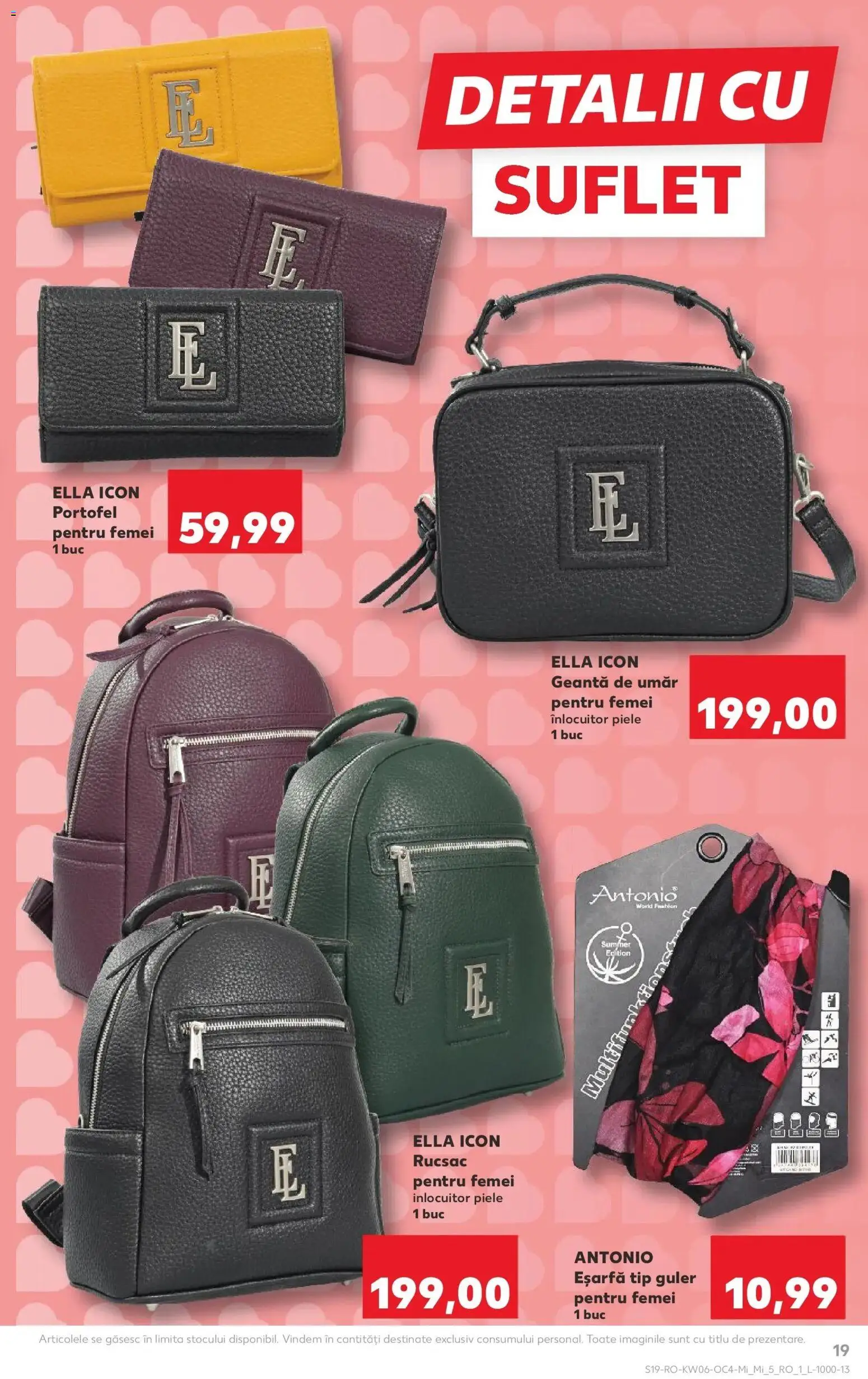 Noul catalog Kaufland – valabil de la 04.02.2026 | Pagină: 19 | Produse: Portofel, Eșarfă, Geantă, Rucsac