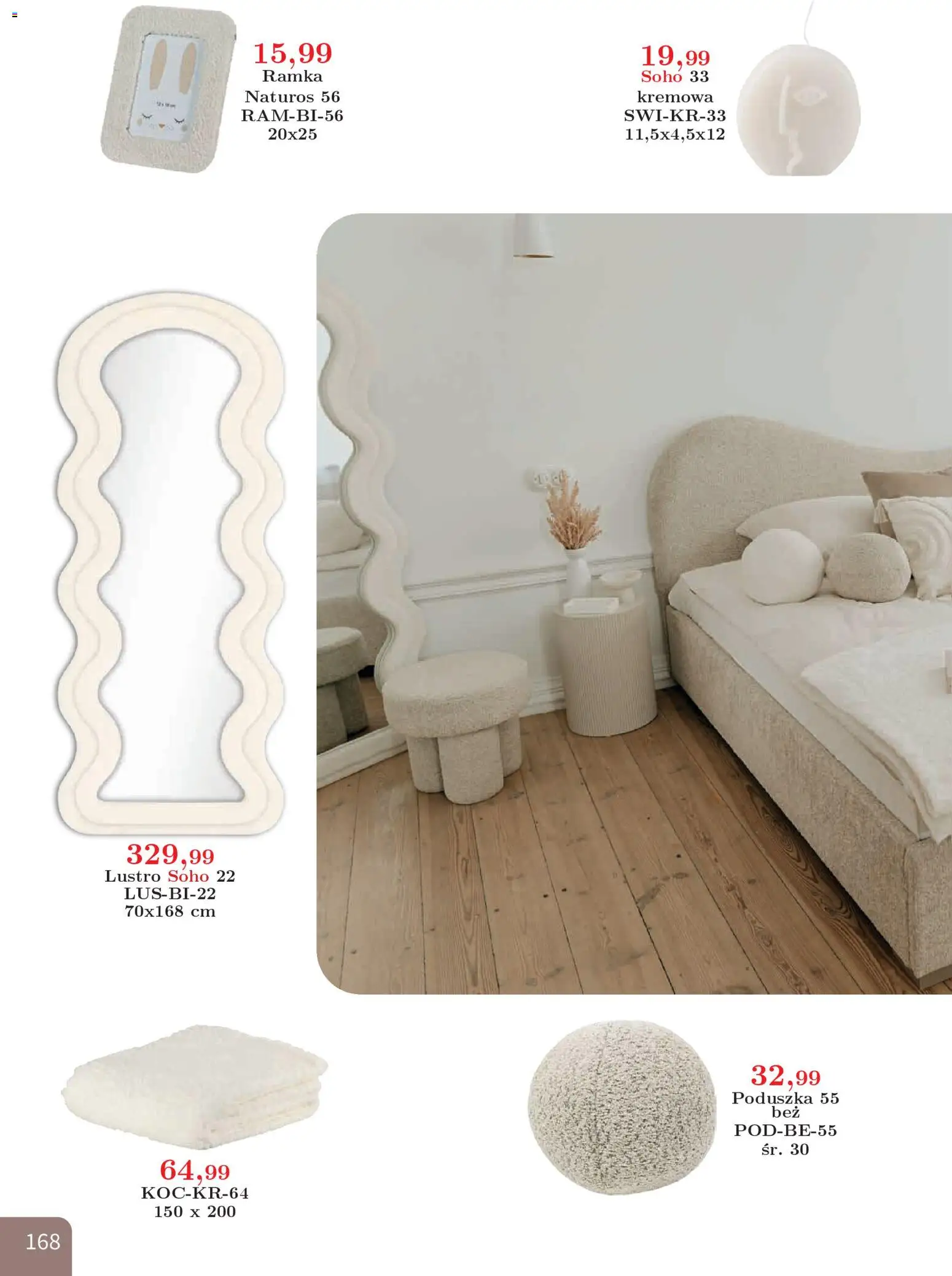 Bodzio Katalog od 01.01.2026 | Strona: 168 | Produkty: Poduszka, Lustro, Ramka
