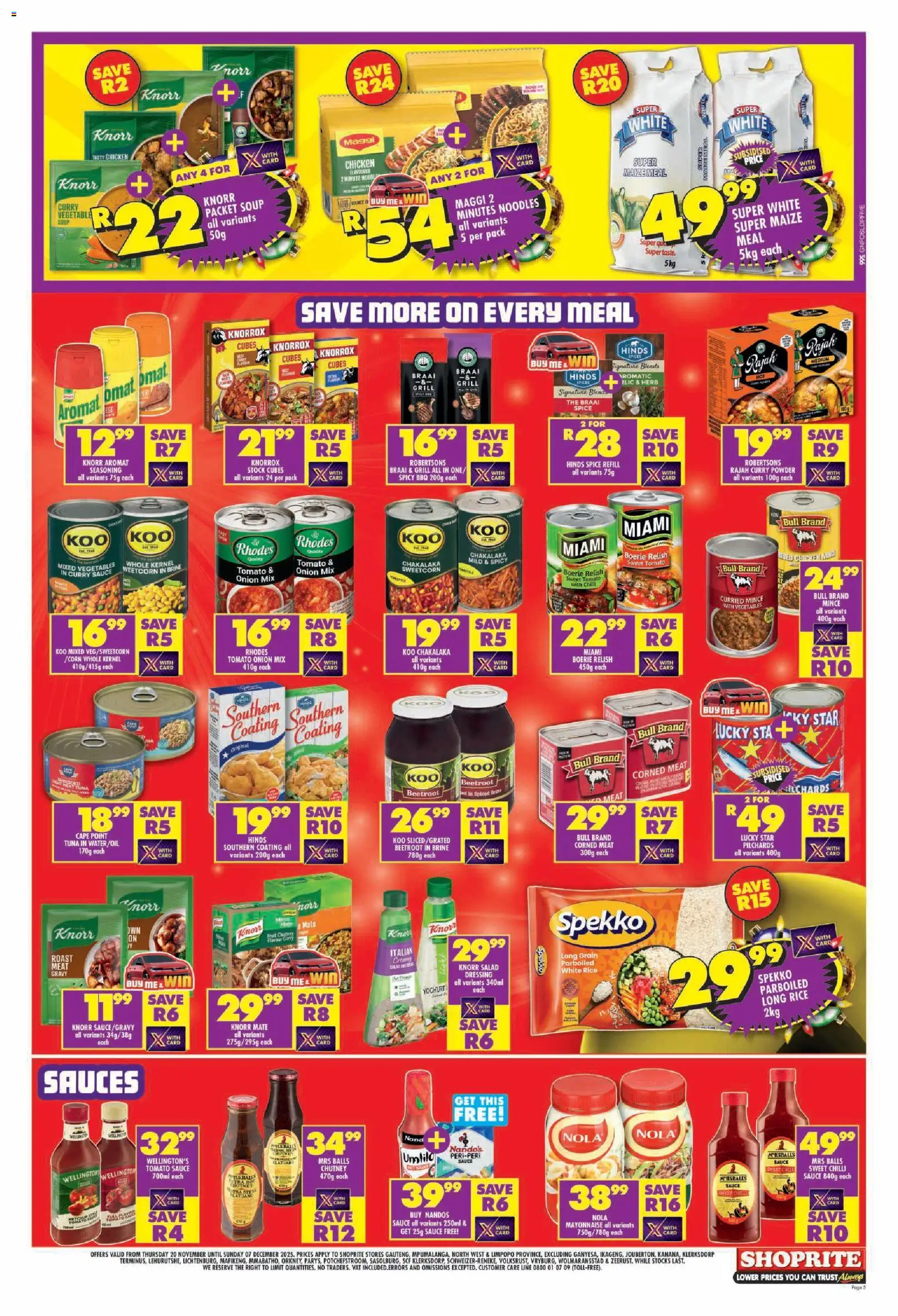 New Shoprite catalogue – valid from 20.11.2025 | Page: 5 | Products: Salad dressing, Powder, Salad, Spices