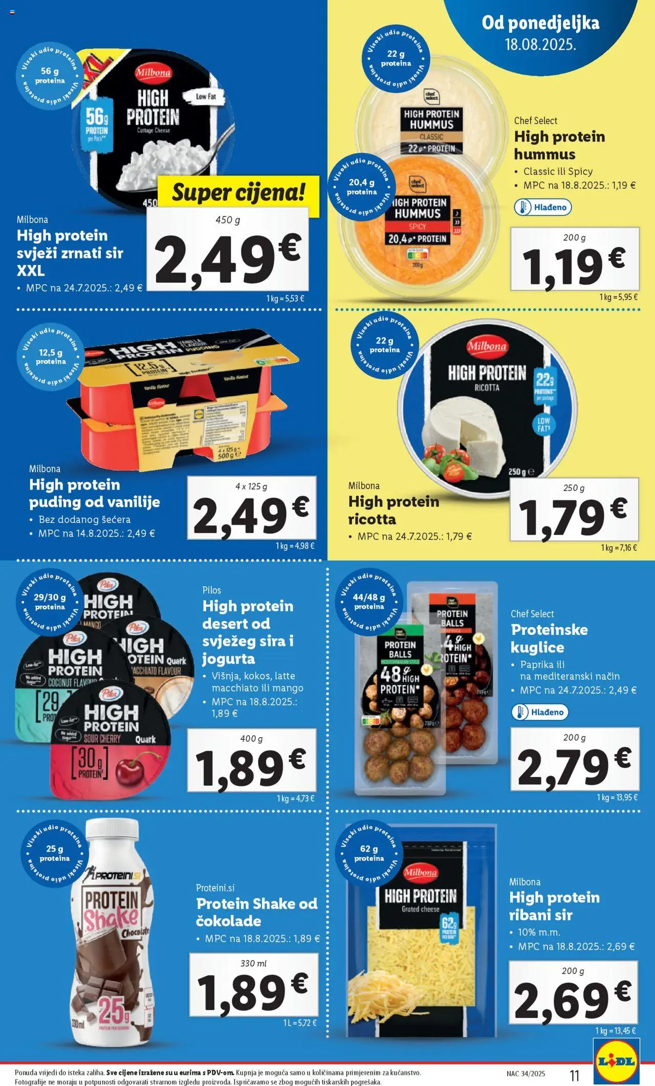 Lidl katalog | vrijedi od 18.08.2025 | Stranica: 11 | Proizvodi: Protein puding, Sir, Puding, Mango