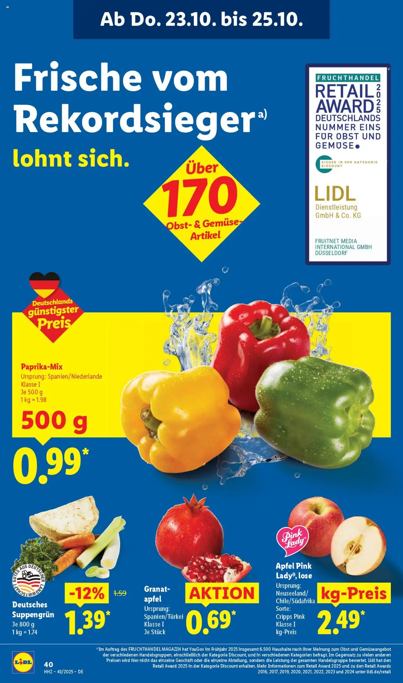 Lidl - Prospekt – gültig ab 20.10.2025 | Seite: 62 | Produkte: Äpfel, Gemüse, Obst