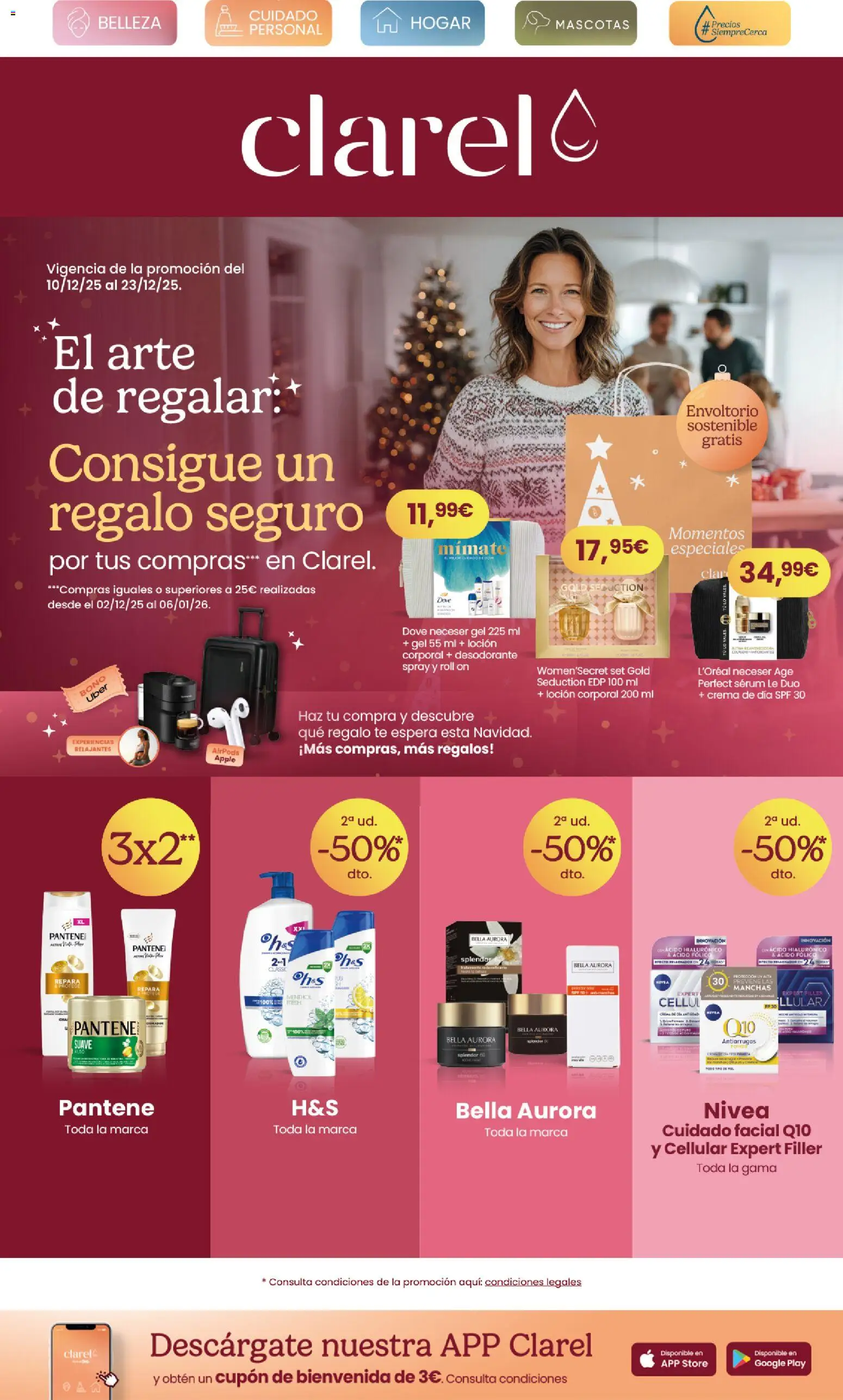 Clarel - folleto │ válido desde el 10.12.2025 | Página: 1 | Productos: Loción corporal, Té, Airpods, Crema de día