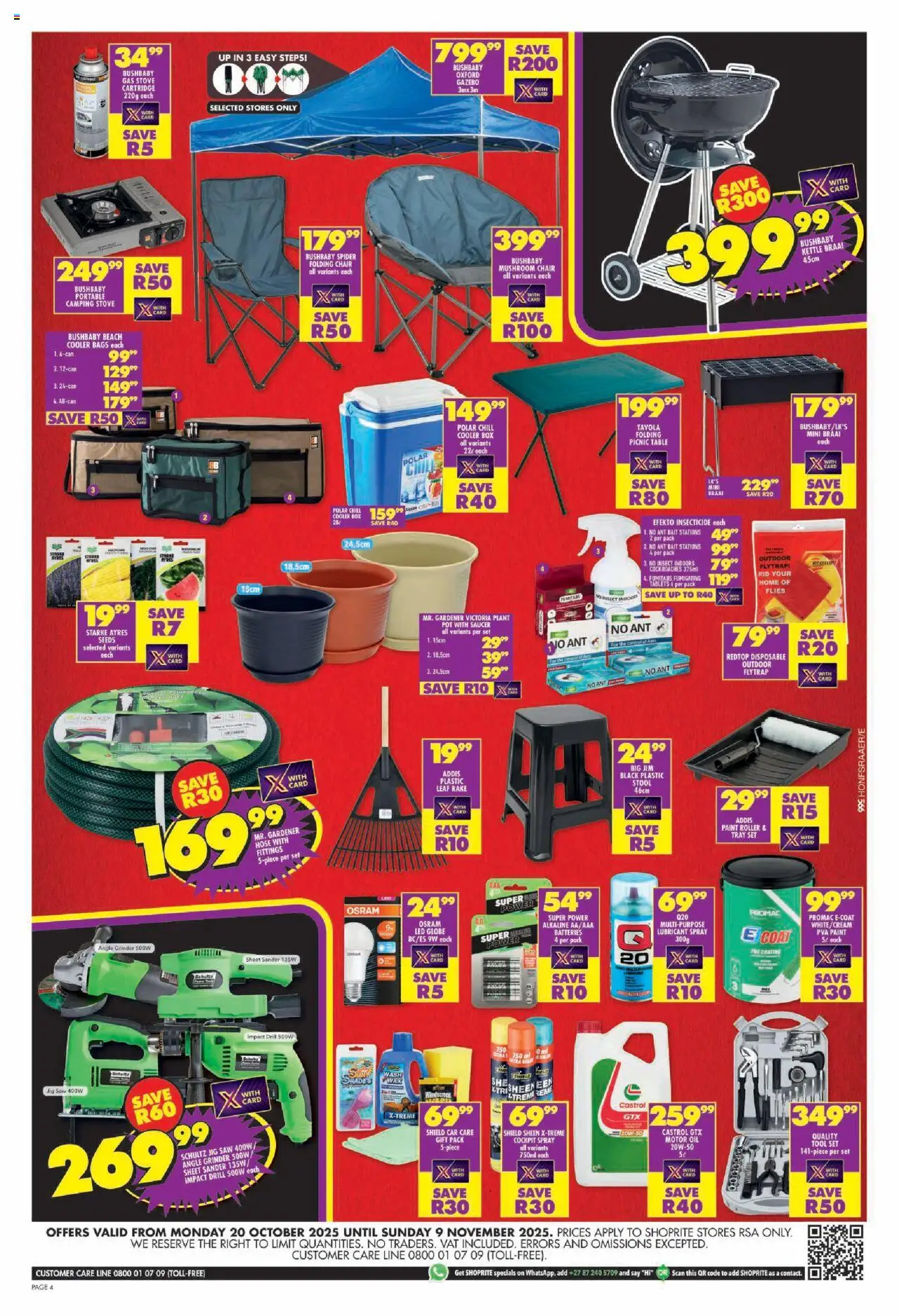 New Shoprite catalogue – valid from 20.10.2025 | Page: 4 | Products: Globe, Drill, Paint, Chair