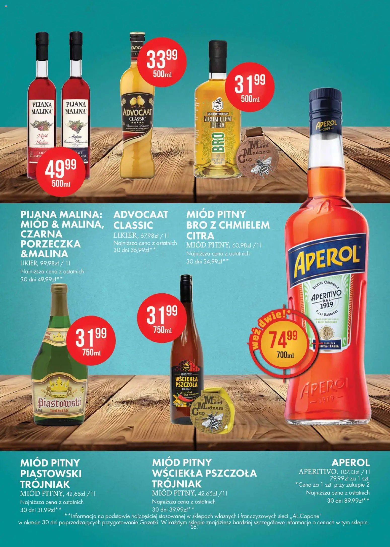 Al.Capone gazetka od 09.03.2026 | Strona: 16 | Produkty: Chili, Miód, Miód pitny, Aperol