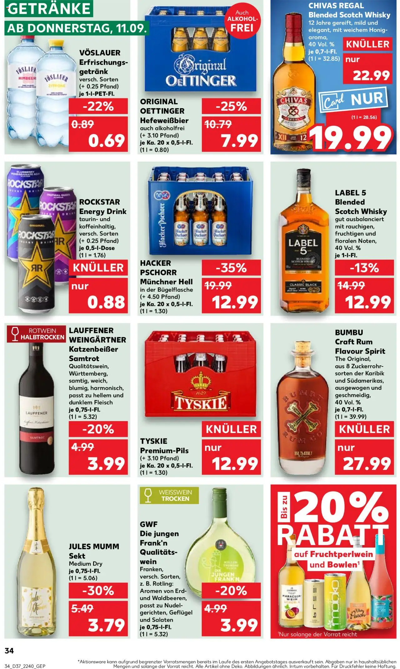 Kaufland prospekt Stuttgart	 – gültig ab 11.09.2025 | Seite: 34 | Produkte: Regal, Weißwein trocken, Rum, Wein