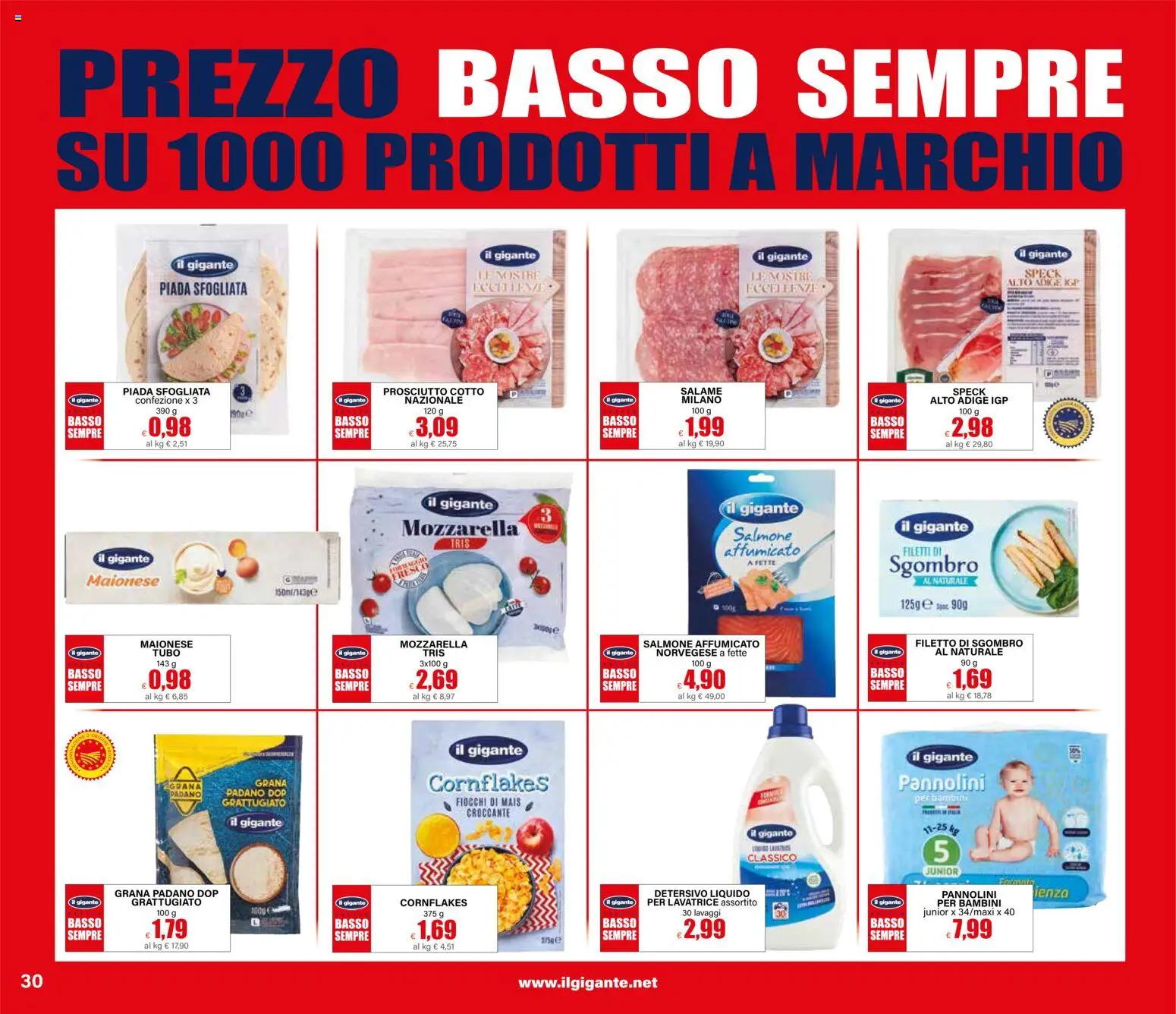Volantino Il Gigante del 12.03.2026 | Pagina: 30 | Prodotti: Salmone affumicato, Speck, Mozzarella, Lavatrice