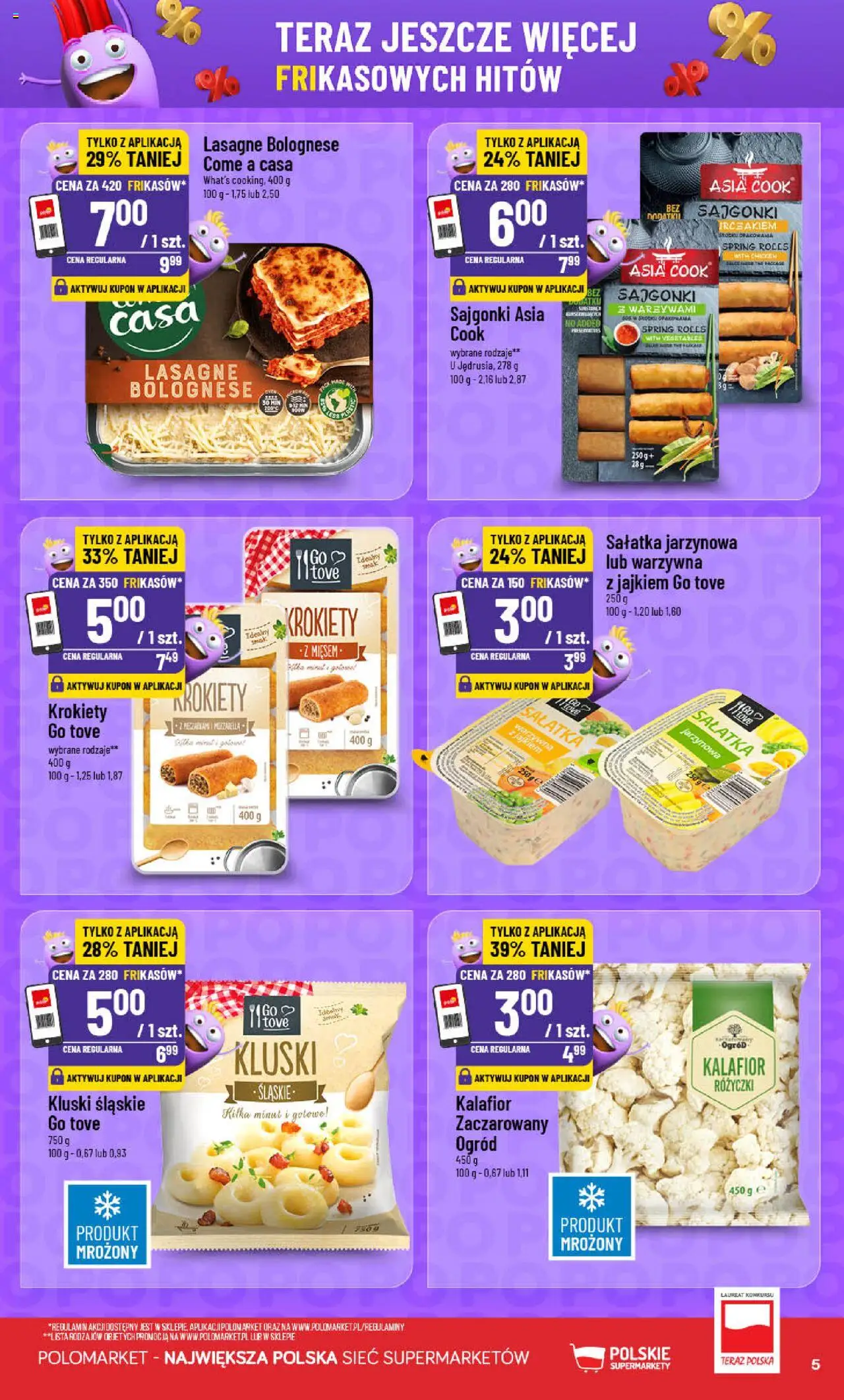 POLOmarket Gazetka - Frikasowe hity od 04.06.2025 | Strona: 5 | Produkty: Kalafior, Sajgonki, Lasagne bolognese, Sałatka