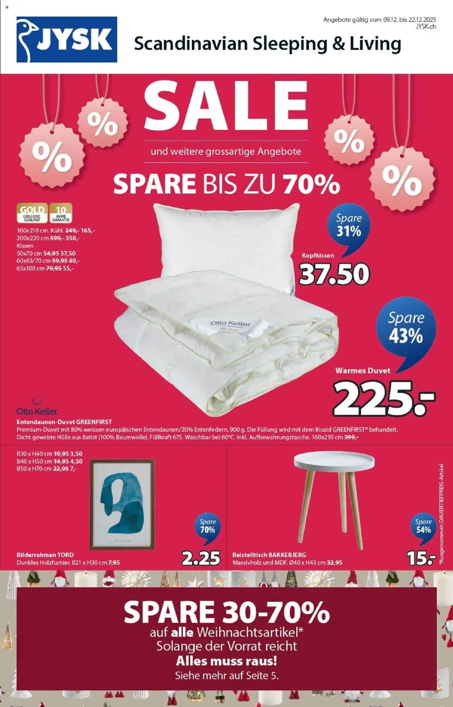 JYSK Aktionen – gültig ab 09.12.2025 | Seite: 1 | Produkte: Kissen, Kopfkissen, Hülle, Beistelltisch