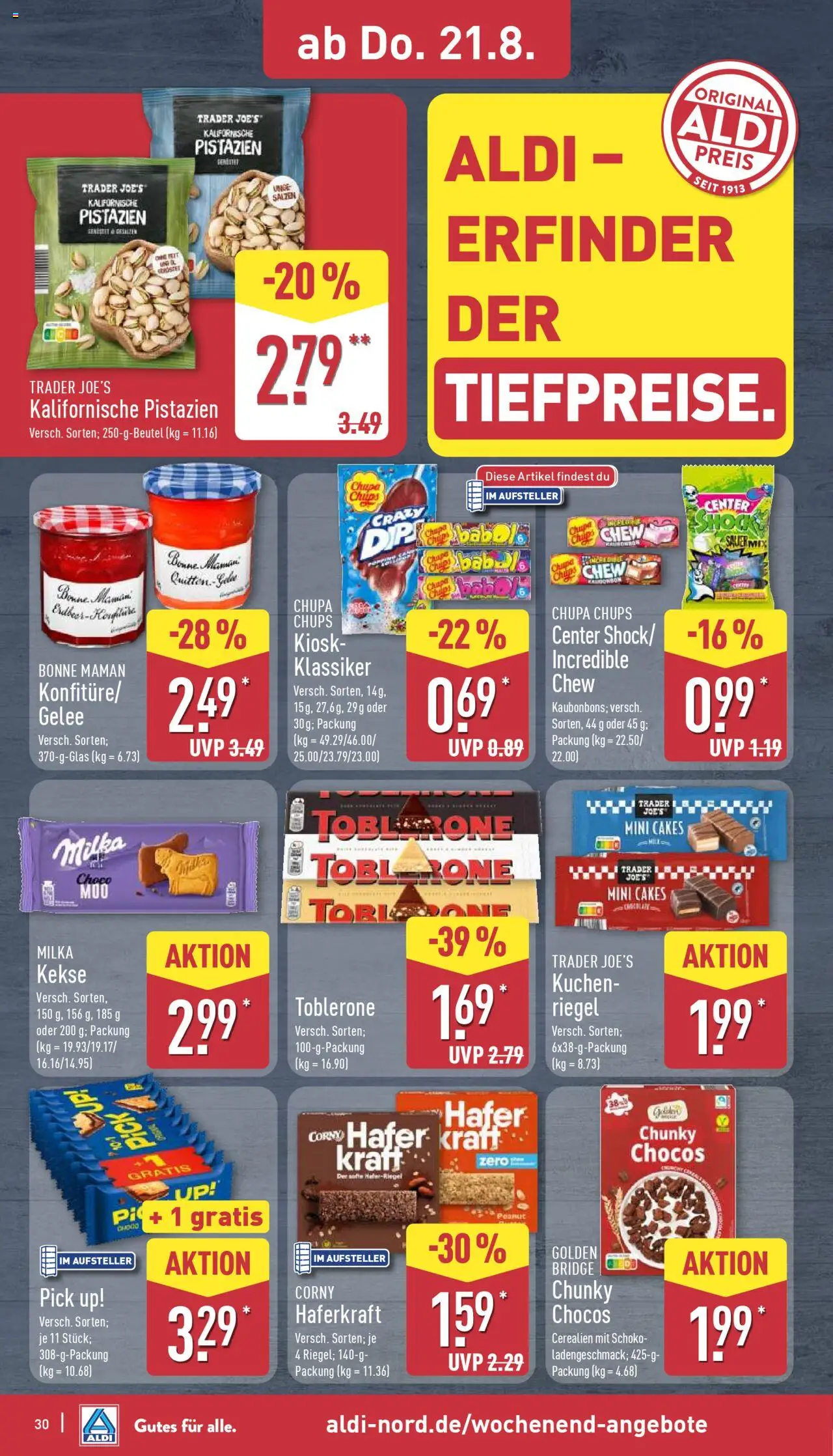 Aldi Prospekt 	 - gültig ab dem 18.08.2025 | Seite: 30 | Produkte: Milka, SUP, Kekse, Bonne maman
