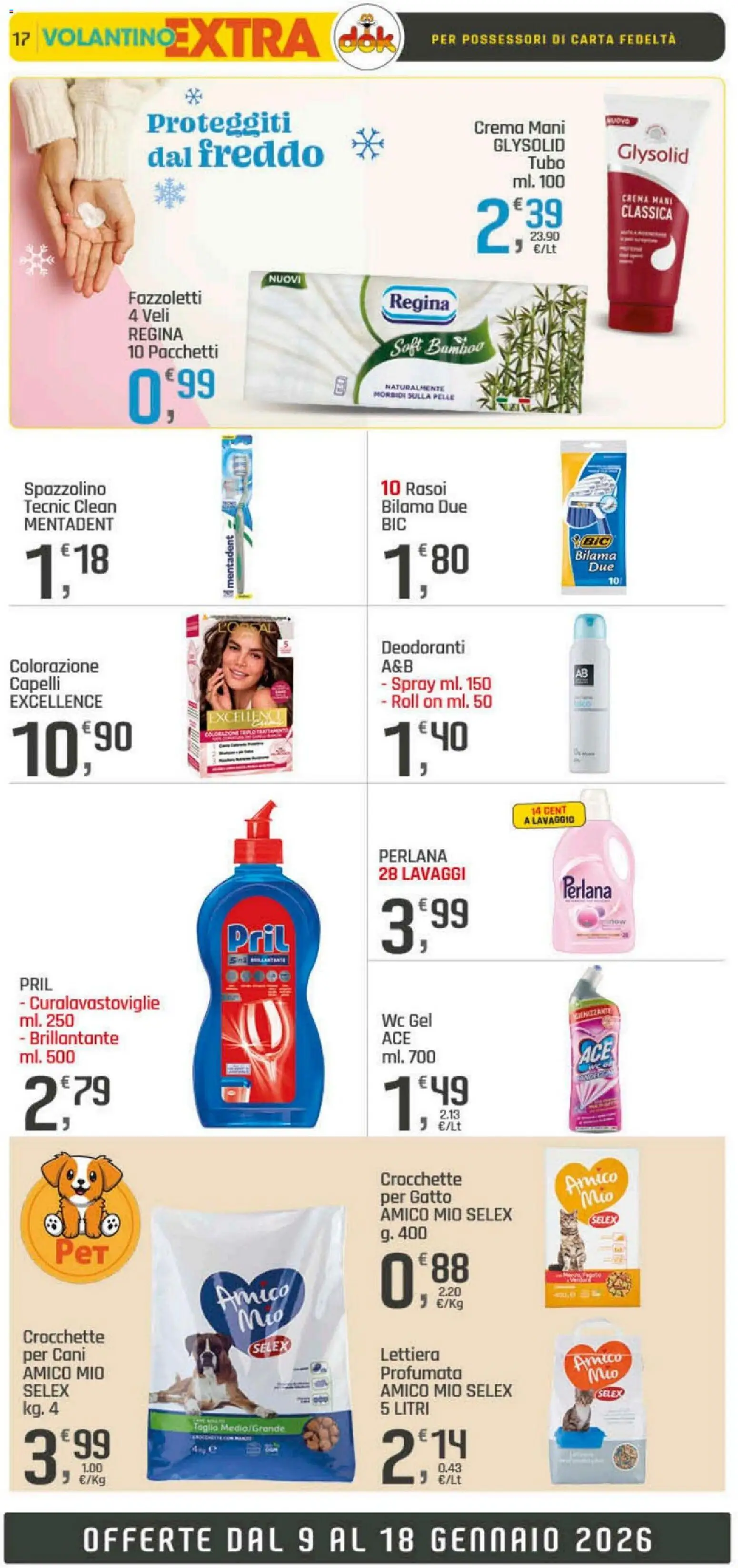Volantino DOK del 09.01.2026 | Pagina: 17 | Prodotti: Crema, Spazzolino, Fazzoletti, WC