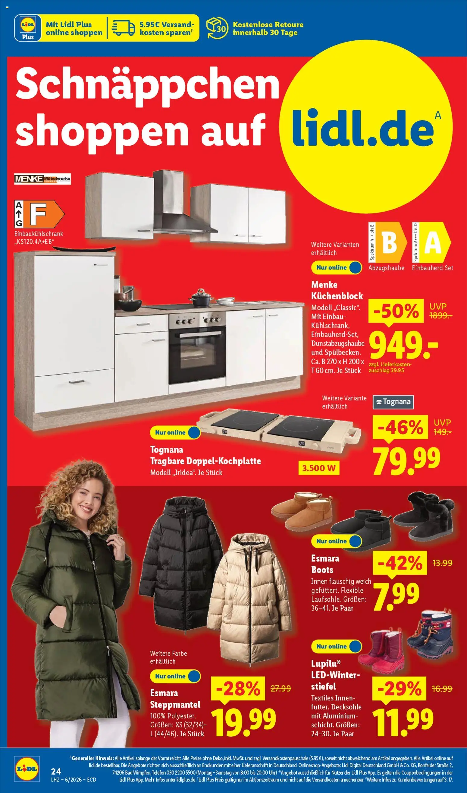 Lidl - Prospekt – gültig ab 02.02.2026 | Seite: 34 | Produkte: Küchenblock, Steppmantel, Bad, Telefon