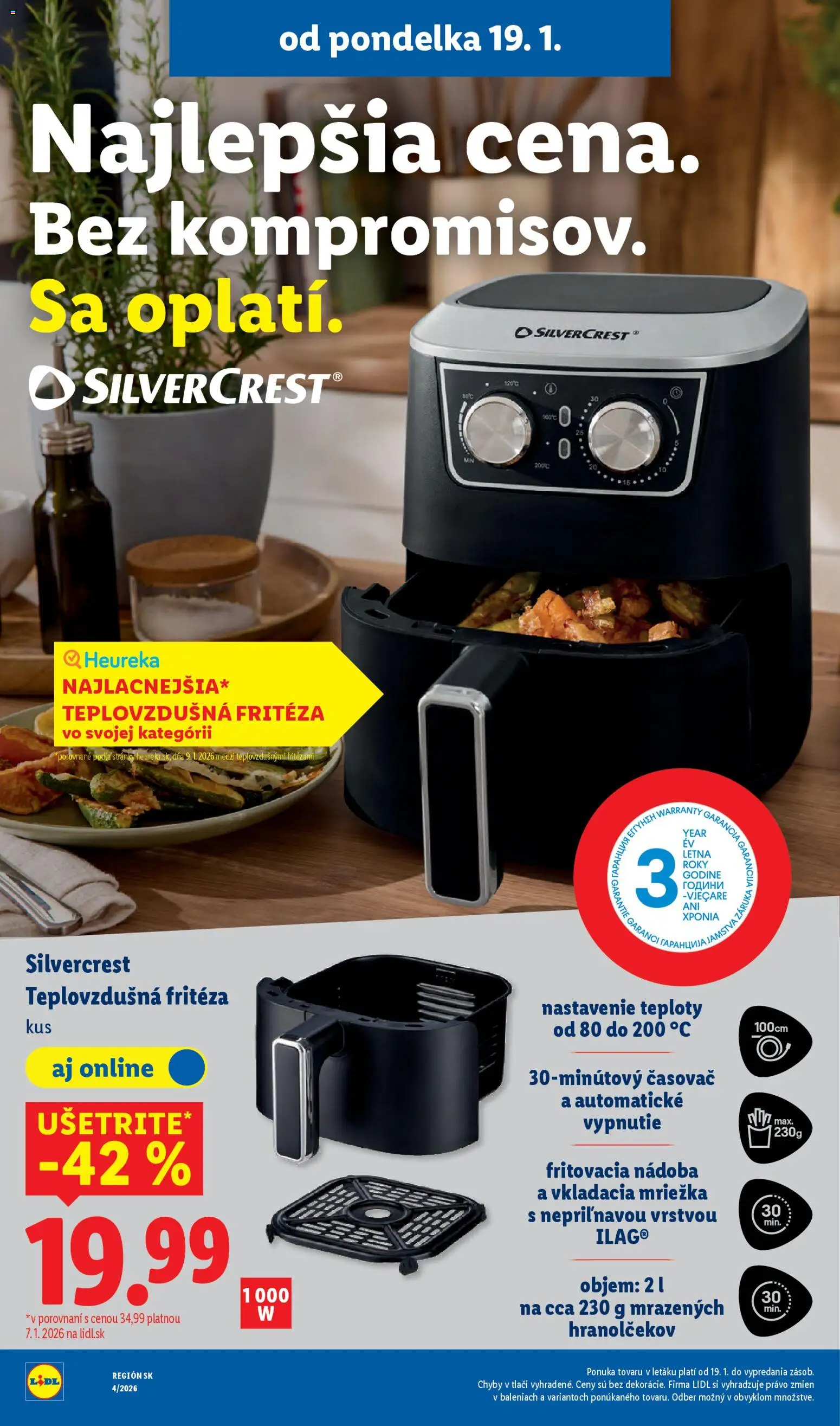 Nové Lidl akcie – leták je platný od 19.01.2026 | Strana: 48 | Produkty: Fritéza, Teplovzdušná frítéza