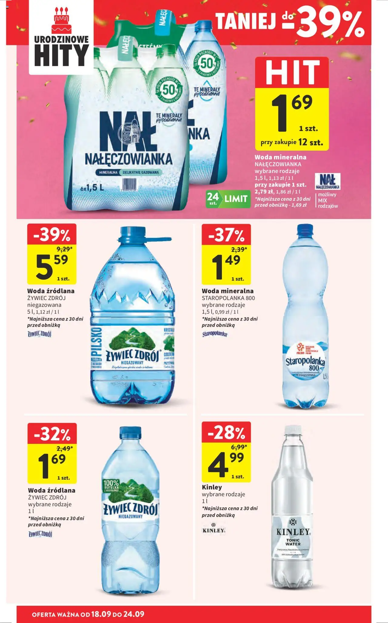 Intermarche Gazetka od 18.09.2025 | Strona: 38 | Produkty: Woda mineralna Nałęczowianka, Woda źródlana, Woda
