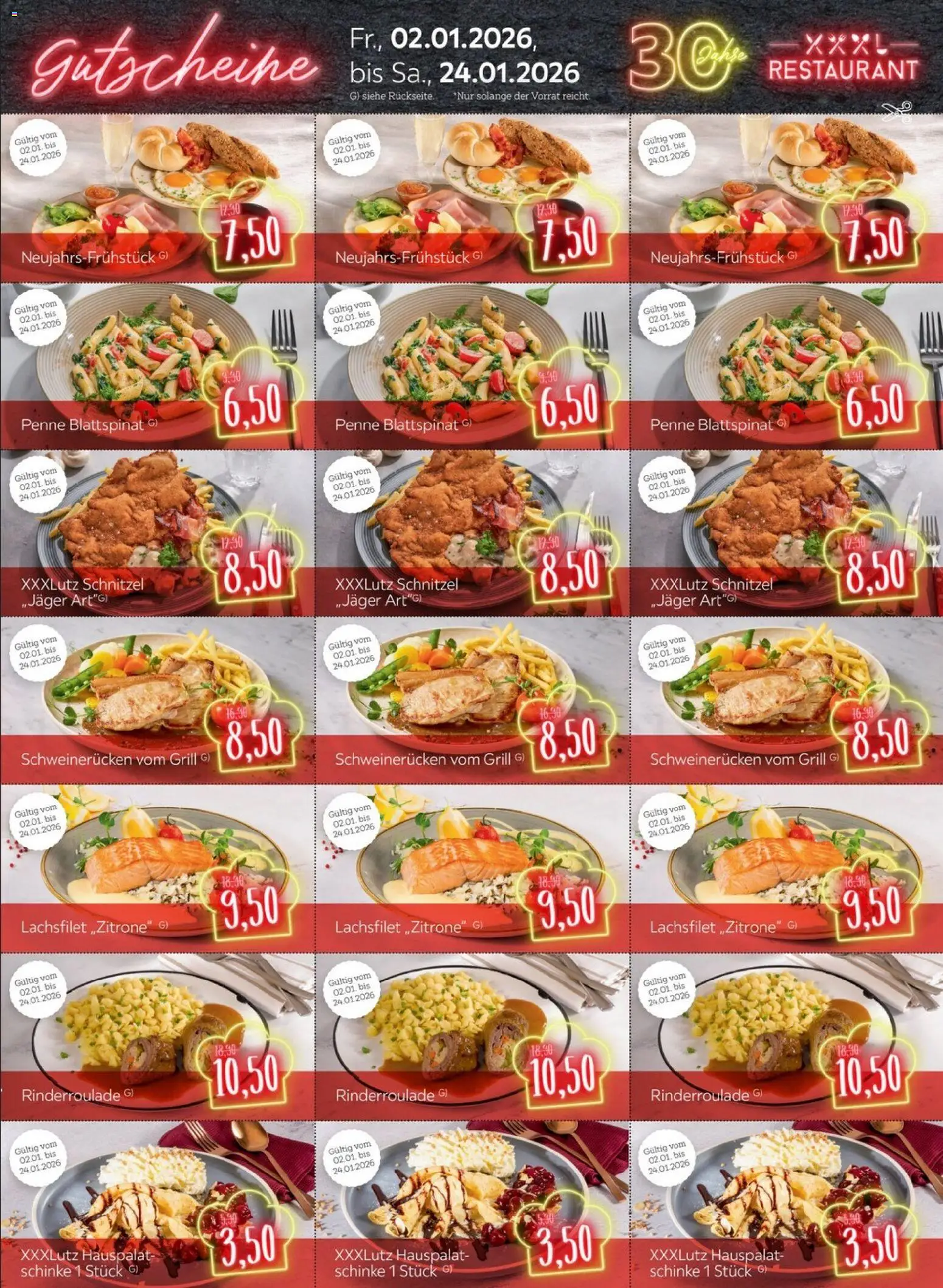 XXXL Lutz Restaurantgutscheine – gültig ab 02.01.2026 | Seite: 3 | Produkte: Grill, Schnitzel, Schweinerucken