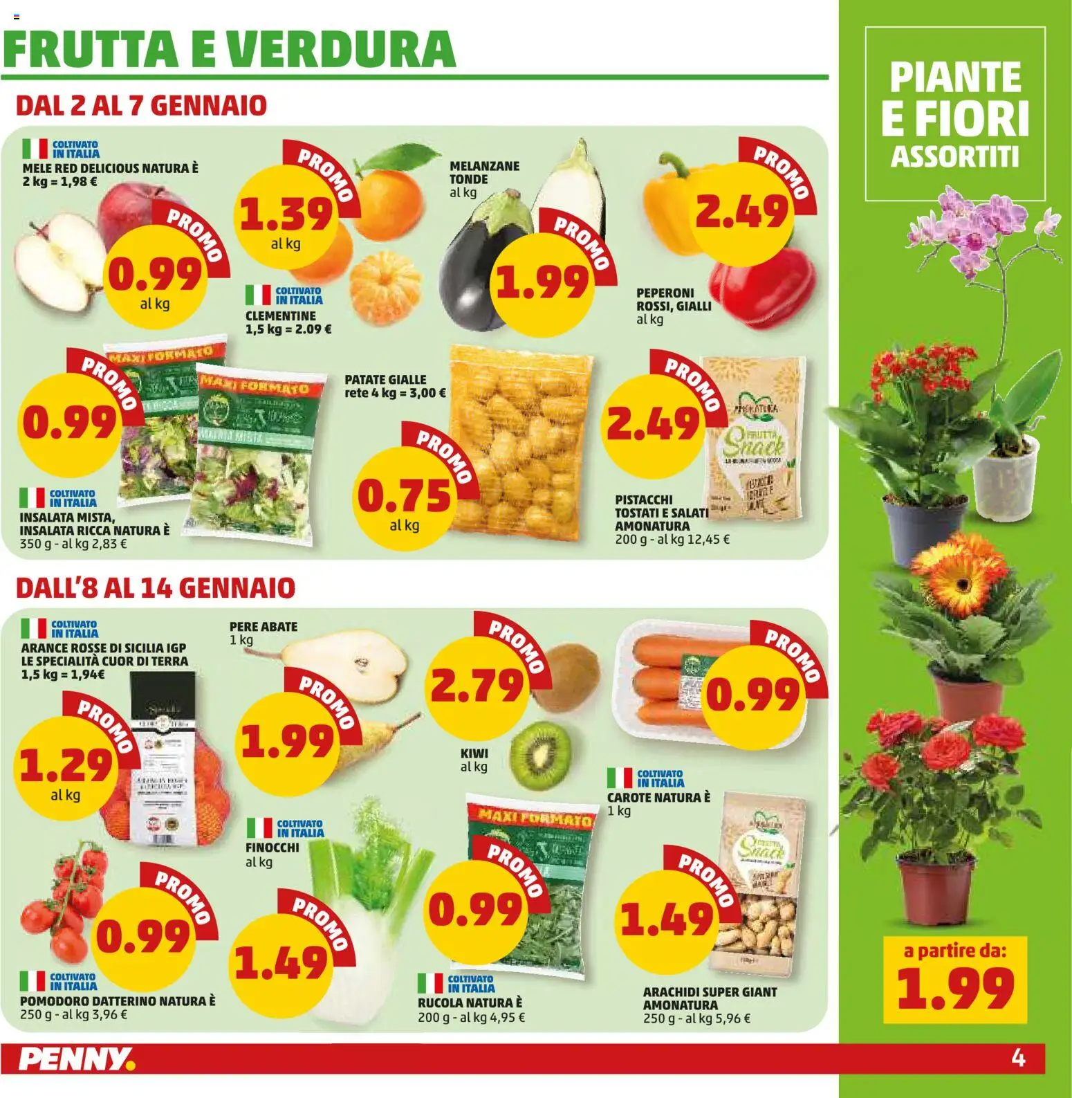 Volantino PENNY del 02.01.2026 | Pagina: 4 | Prodotti: Peperoni, Frutta, Carote, Melanzane