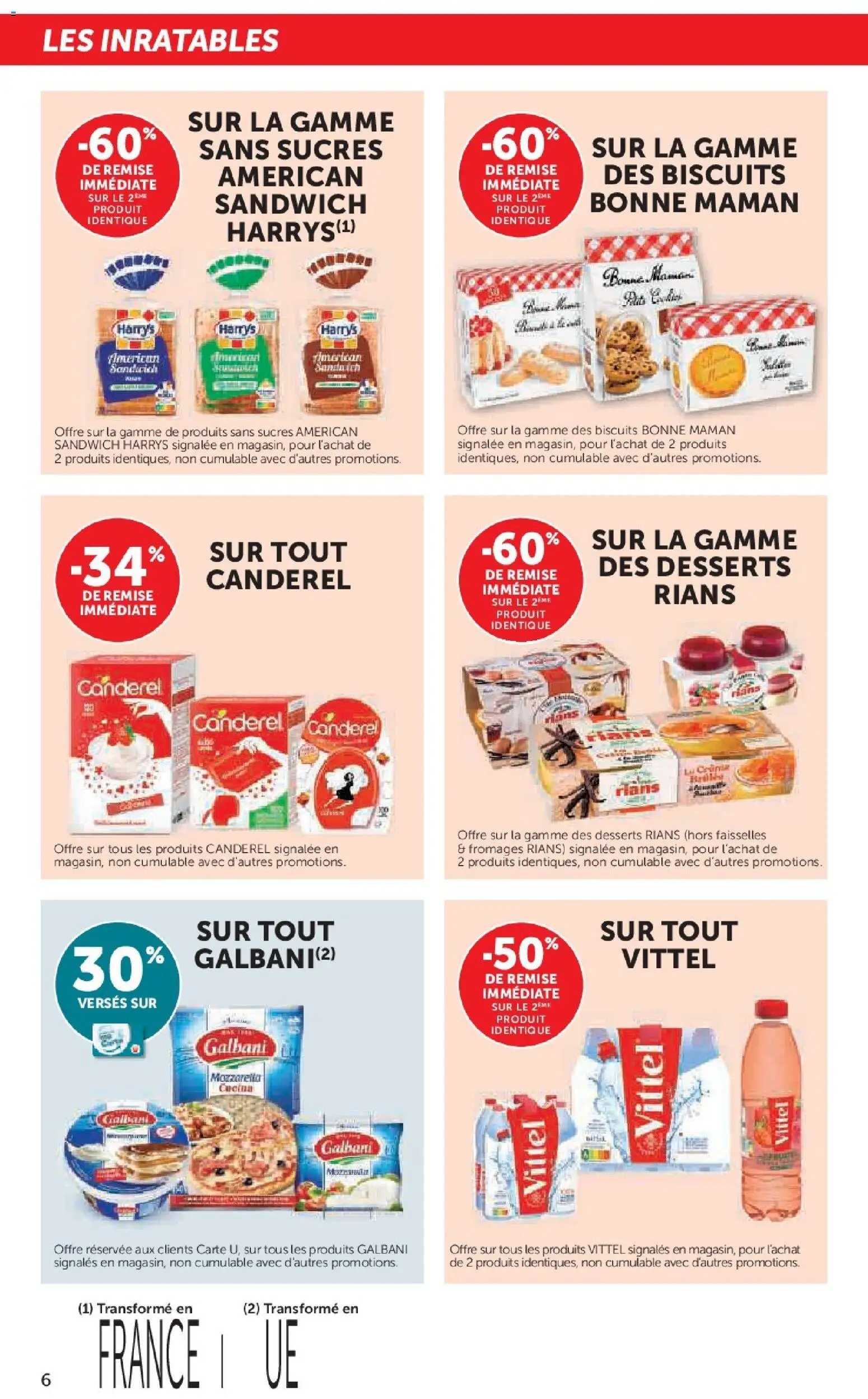 {H1} | Page: 6 | Produits: Sandwich, Mozzarella, Vittel, Biscuits