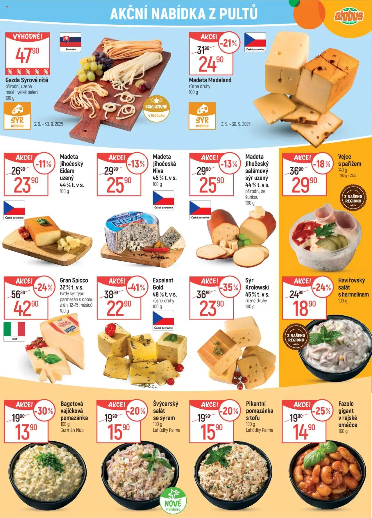 Globus leták - Ostrava od 10.09.2025 | Strana: 8 | Produkty: Sýr, Salát, Pomazánka, Fazole