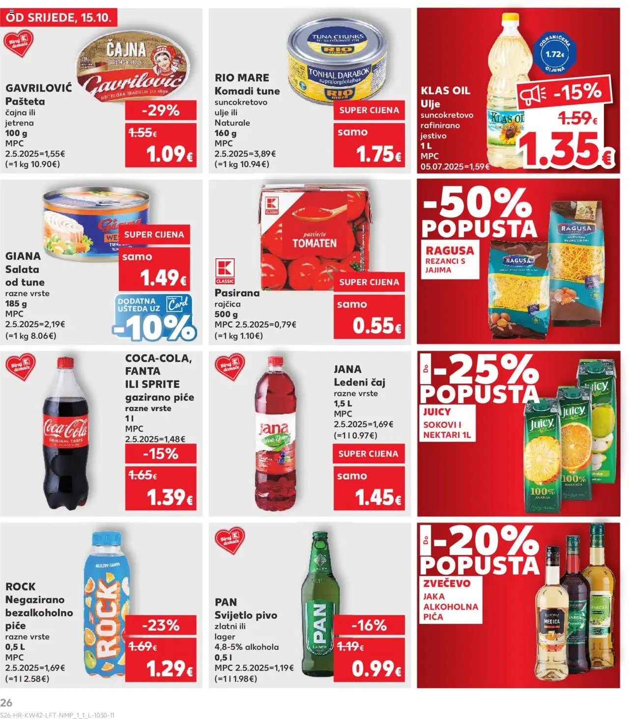 Kaufland katalog | vrijedi od 15.10.2025 | Stranica: 26 | Proizvodi: Coca cola, Pica, Suncokretovo ulje, Pivo