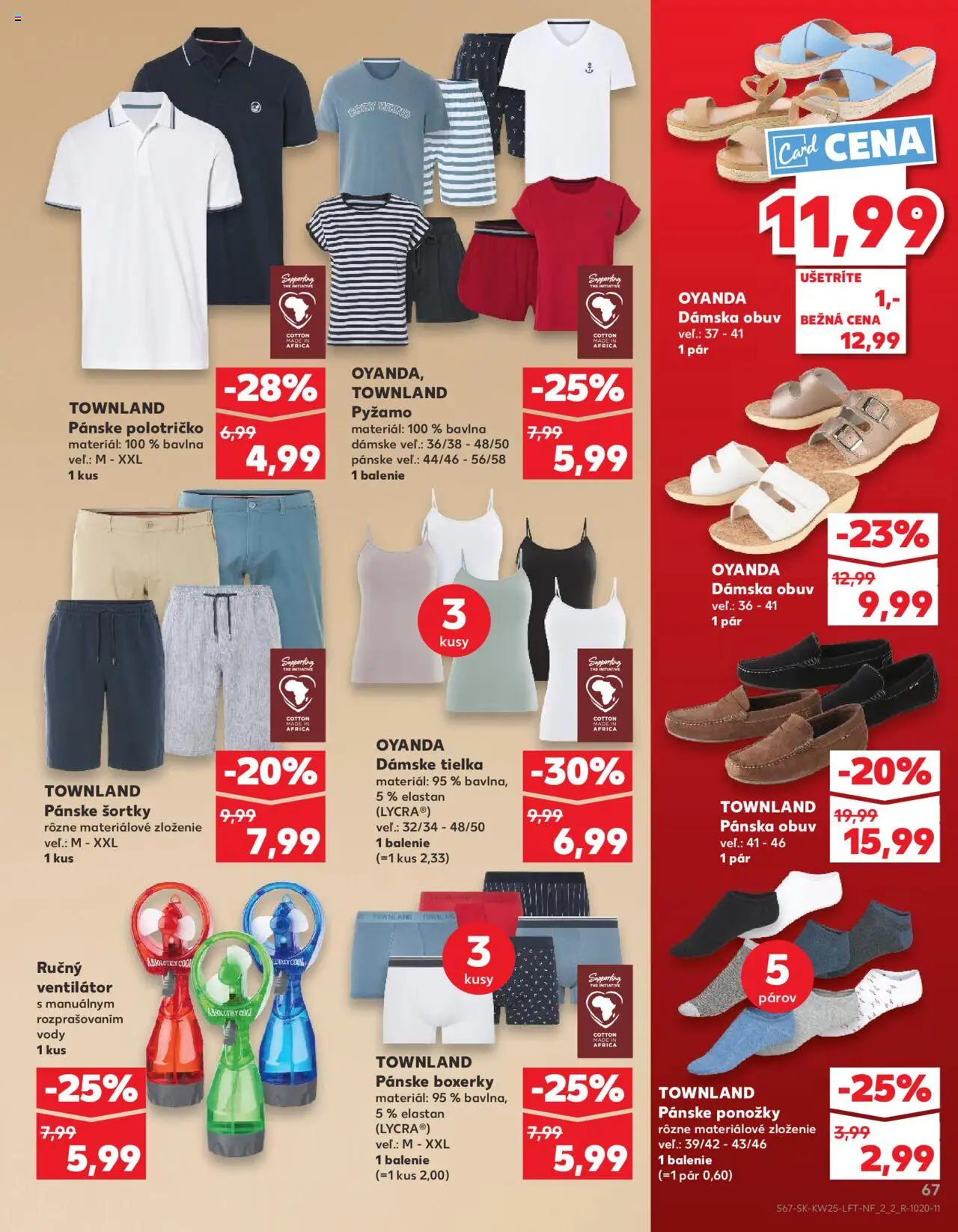 Nové Kaufland akcie – leták je platný od 19.06.2025 | Strana: 67 | Produkty: Ventilátor, Ponožky, Boxerky