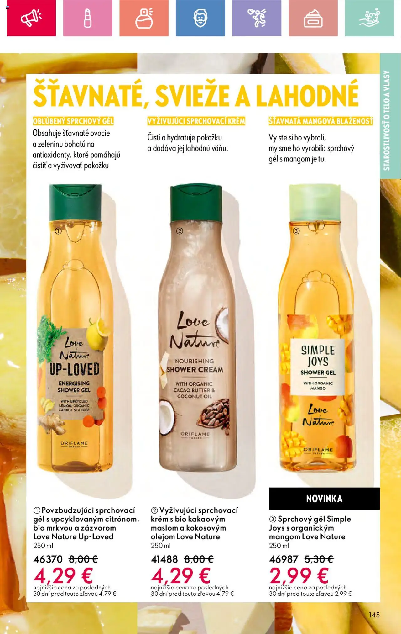 Katalóg Oriflame 10 2025 │ platný od 06.07.2025 | Strana: 145 | Produkty: Sprchový gél, Krém, Mango, Ovocie