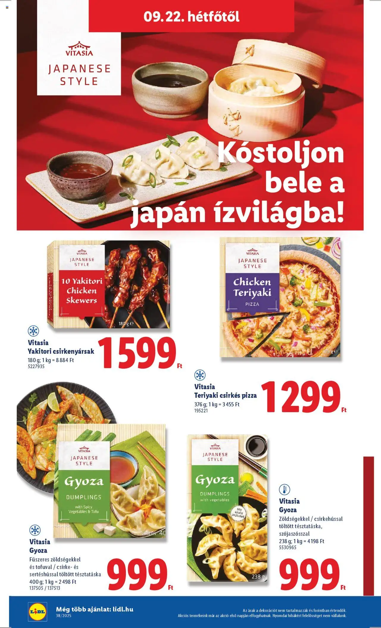 Lidl akciós ujság - amely érvényes a következő dátumtól: 18.09.2025 | Oldal: 66 | Termékek: Tofu, Pizza