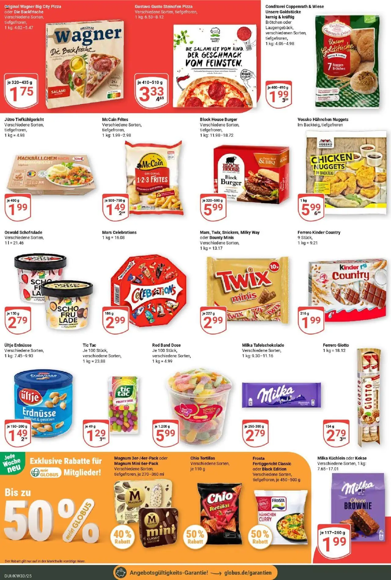 Globus prospekt Duisburg	 - gültig ab dem 11.08.2025 | Seite: 3 | Produkte: Hahnchen, Burger, Celebrations, Chio tortillas