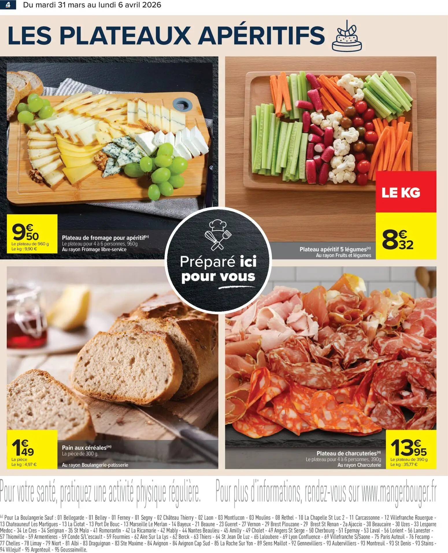 {H1} | Page: 4 | Produits: Plateau, Fromage, Pain