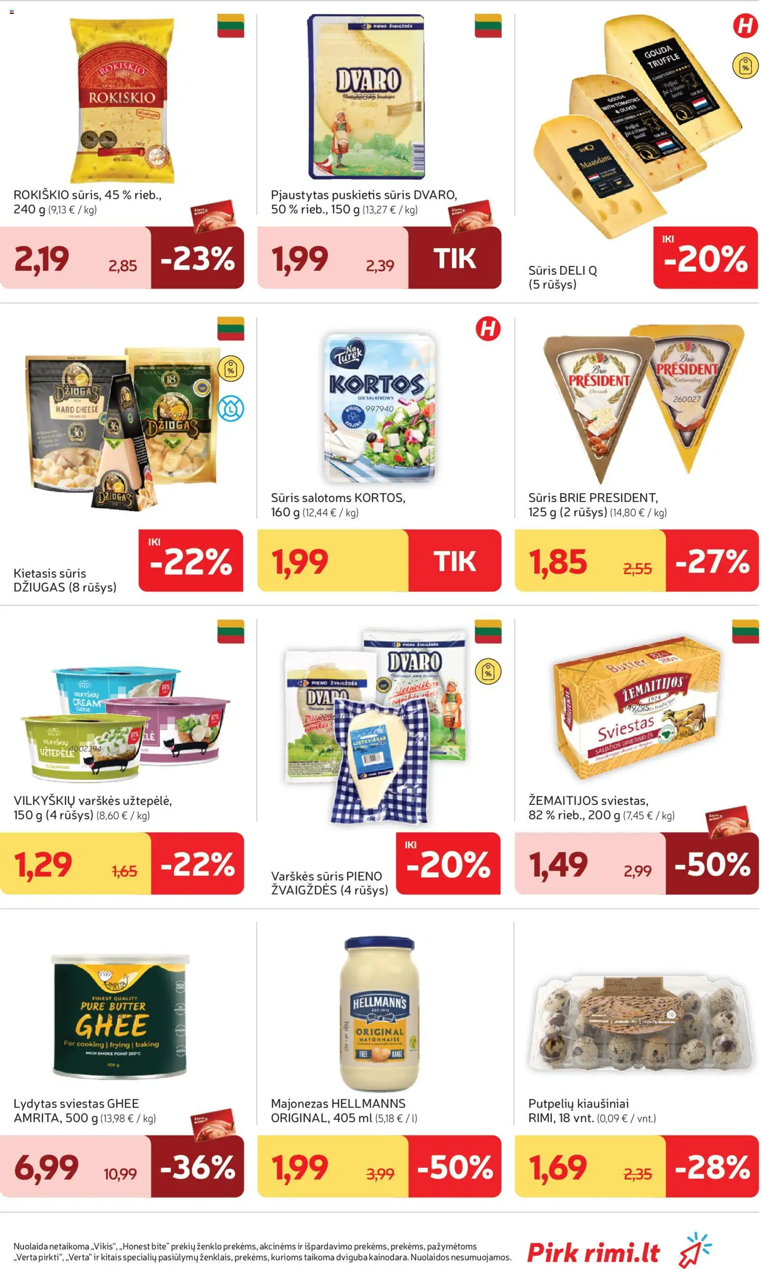 Rimi akcijos nuo 20.01.2026 | Puslapis: 15 | Prekių: Varškės sūris, Užtepėlė, Sviestas, Majonezas