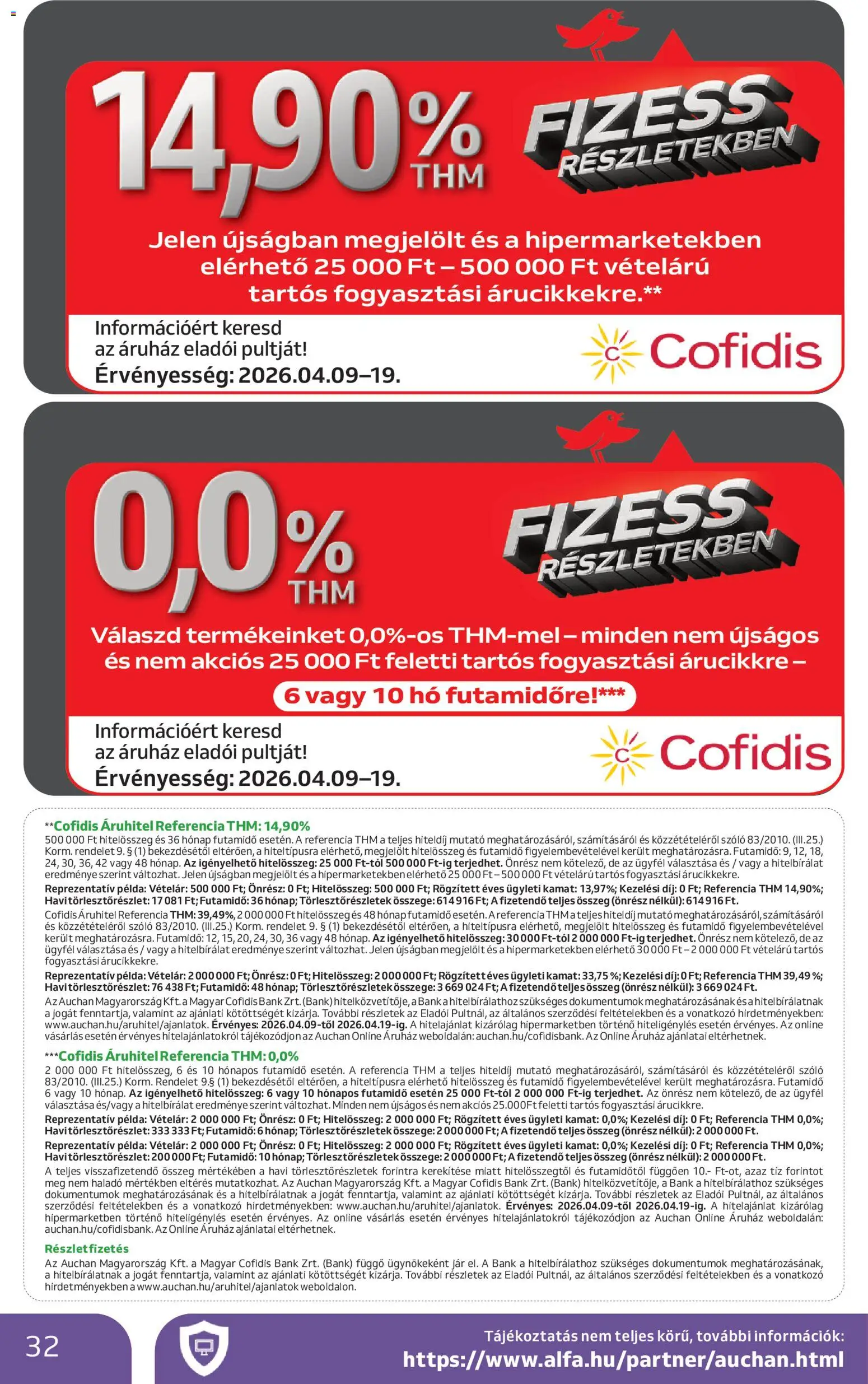 Auchan akciós ujság - amely érvényes a következő dátumtól: 09.04.2026 | Oldal: 32 | Termékek: Szőlő