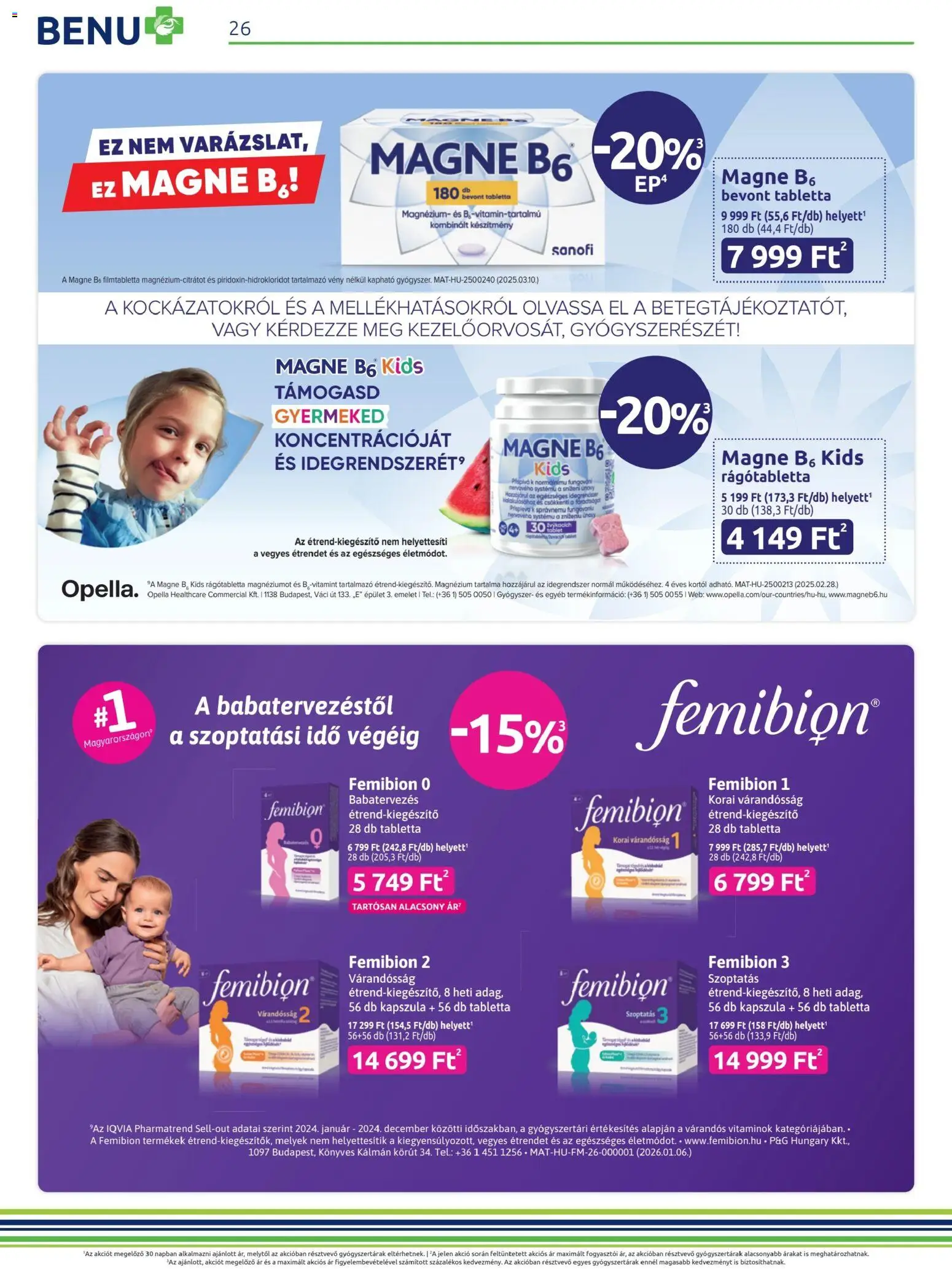 BENU Gyógyszertárak akciós ujság - amely érvényes a következő dátumtól: 01.02.2026 | Oldal: 26 | Termékek: Tablet
