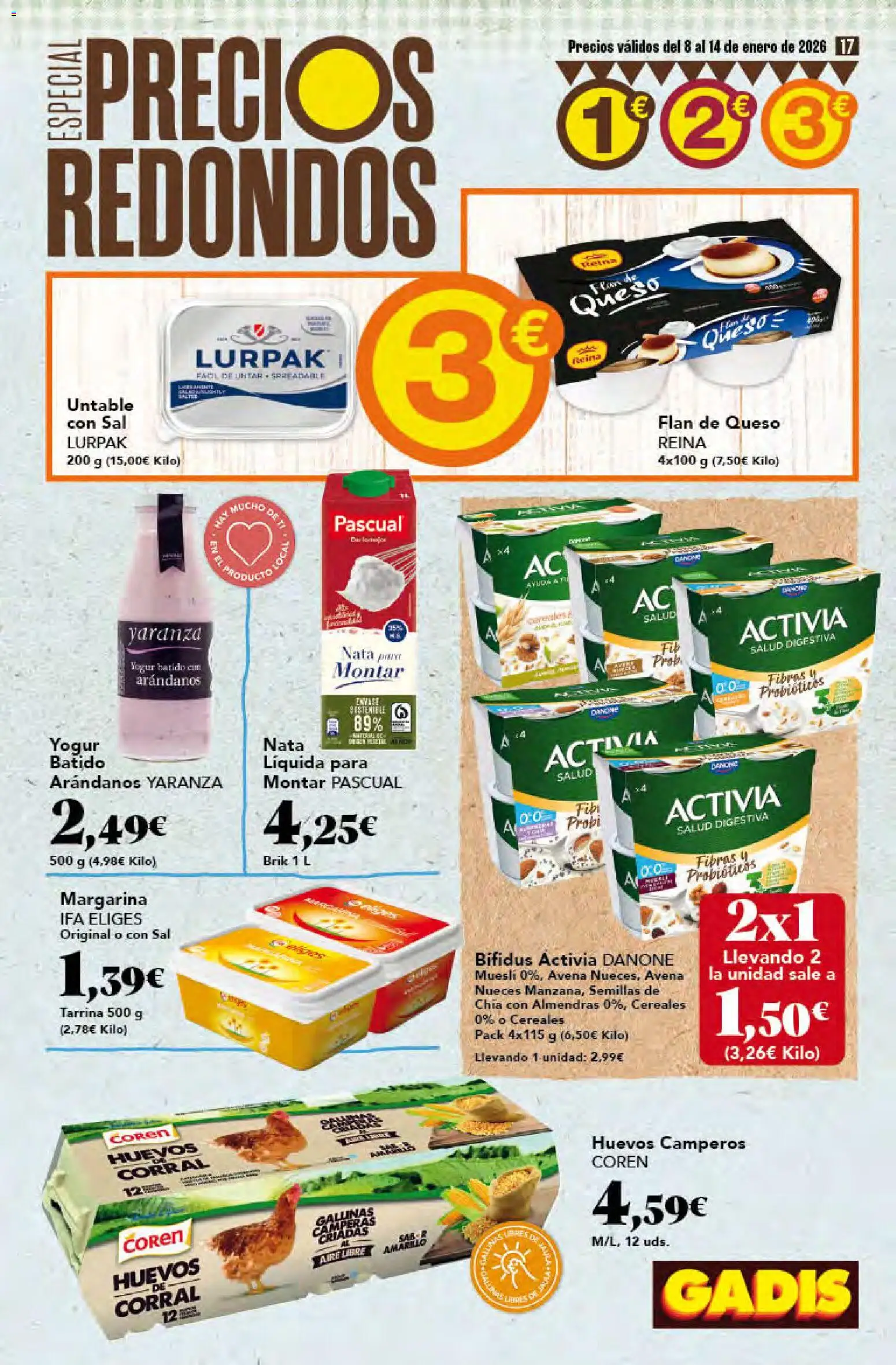 Gadis - folleto │ válido desde el 08.01.2026 | Página: 17 | Productos: Queso, Yogur, Cereales, Margarina