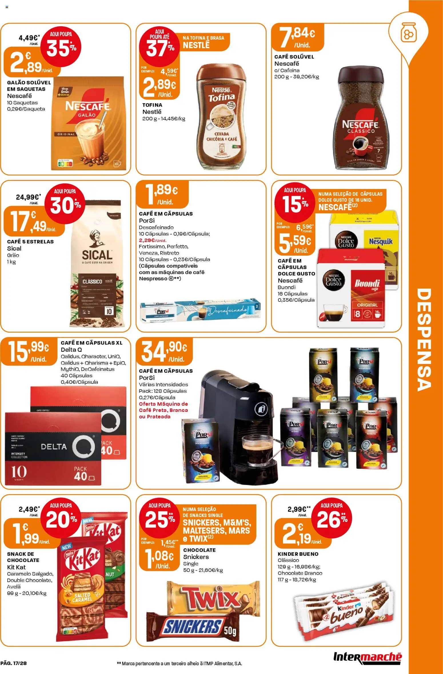 Intermarché Folheto Contact │ válido de 12.03.2026 | Página: 17 | Produtos: Máquina de café, Capsulas dolce gusto, Café solúvel, Nespresso