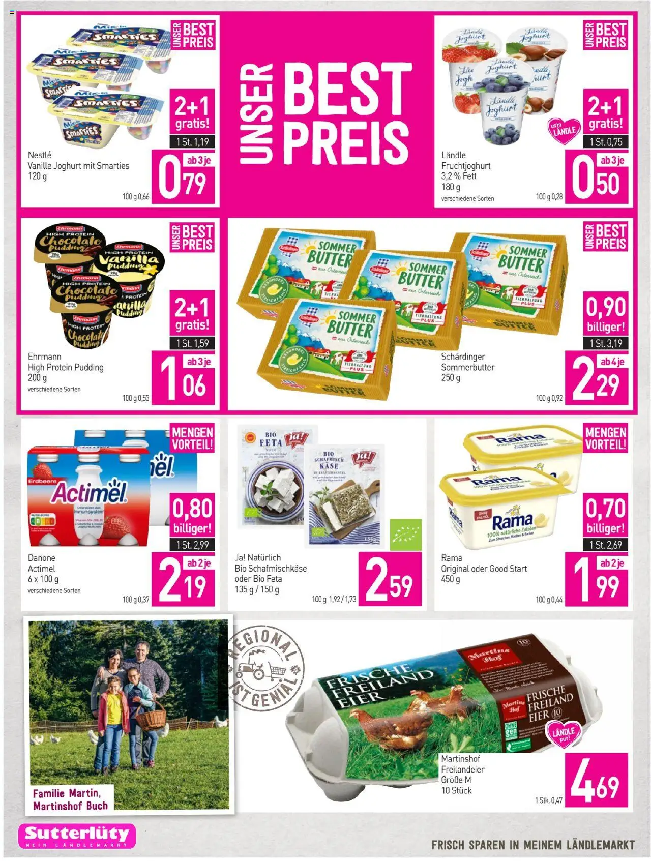 Sutterlüty Flugblatt gültig ab 09.10.2025 | Seite: 4 | Produkte: Butter, Käse, Joghurt, Eier