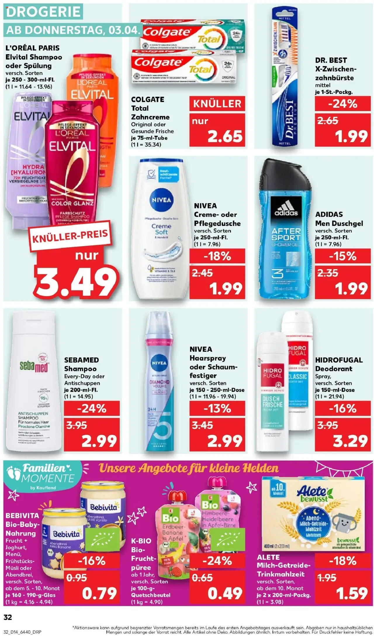 Kaufland - Dreieich-Sprendlingen, Robert-Bosch-Straße 15 - gültig ab dem 03.04.2025 | Seite: 32 | Produkte: Shampoo, Spülung, Duschgel, Shower Gel