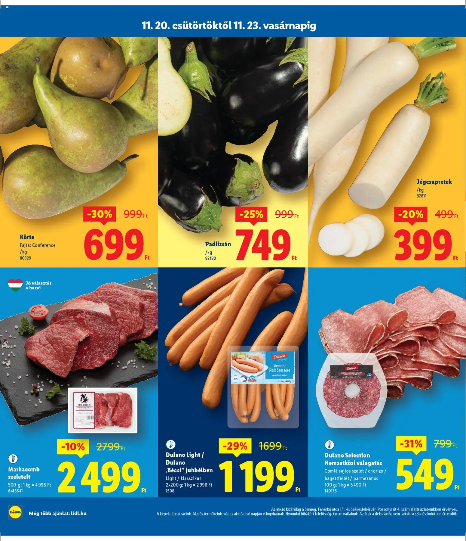 Lidl akciós ujság - amely érvényes a következő dátumtól: 20.11.2025 | Oldal: 2 | Termékek: Padlizsán, Körte, Jégcsapretek, Marhacomb