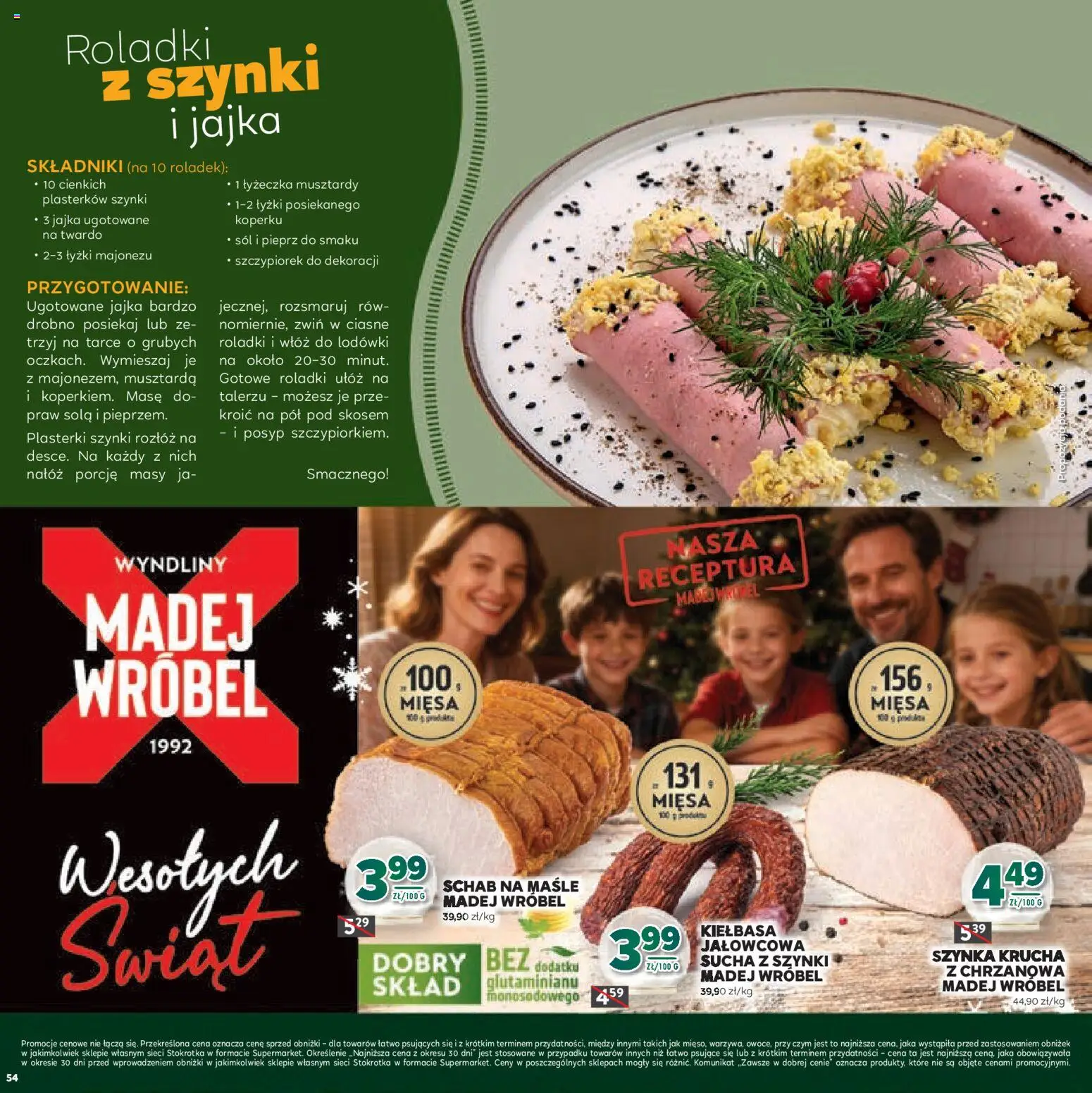 Stokrotka Gazetka - Boże Narodzenie od 11.12.2025 | Strona: 54 | Produkty: Kiełbasa, Stokrotka, Musztarda, Jajka