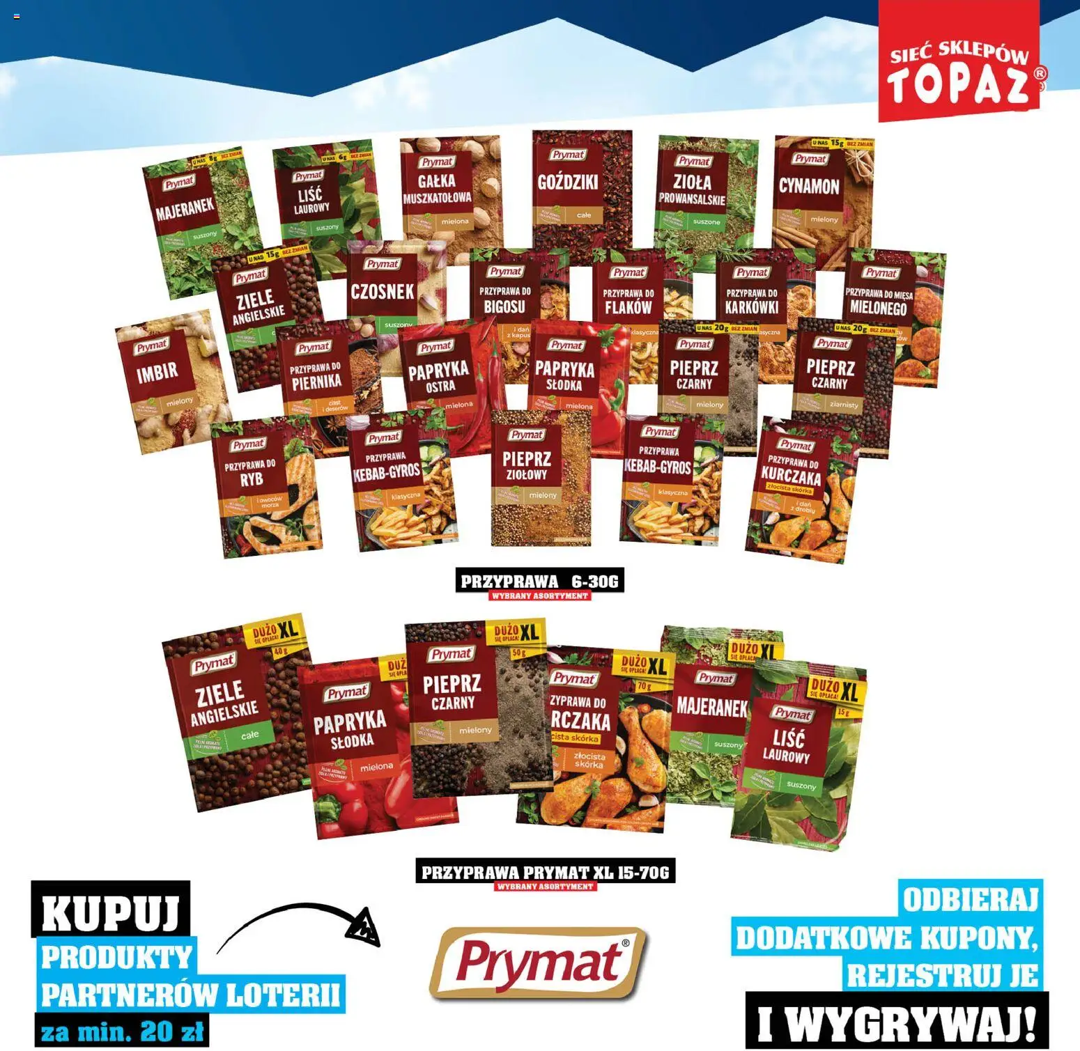 Topaz Gazetka - Katalog Produktów Objętych Loterią od 01.12.2025 | Strona: 37 | Produkty: Cynamon, Imbir, Goździki, Pieprz
