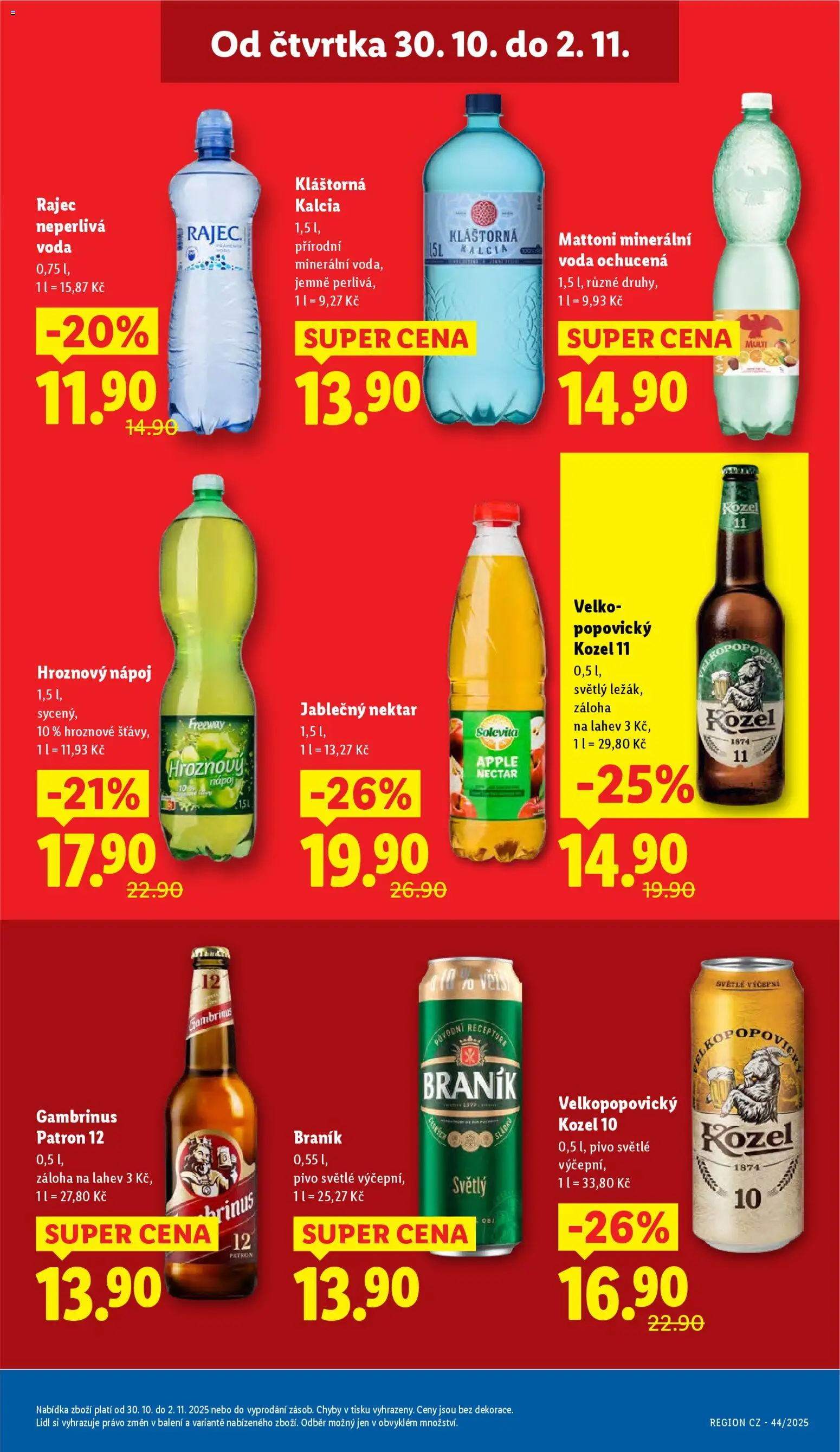 Lidl leták od 30.10.2025 | Strana: 19 | Produkty: Mattoni, Kozel, Solevita, Velkopopovický Kozel 10