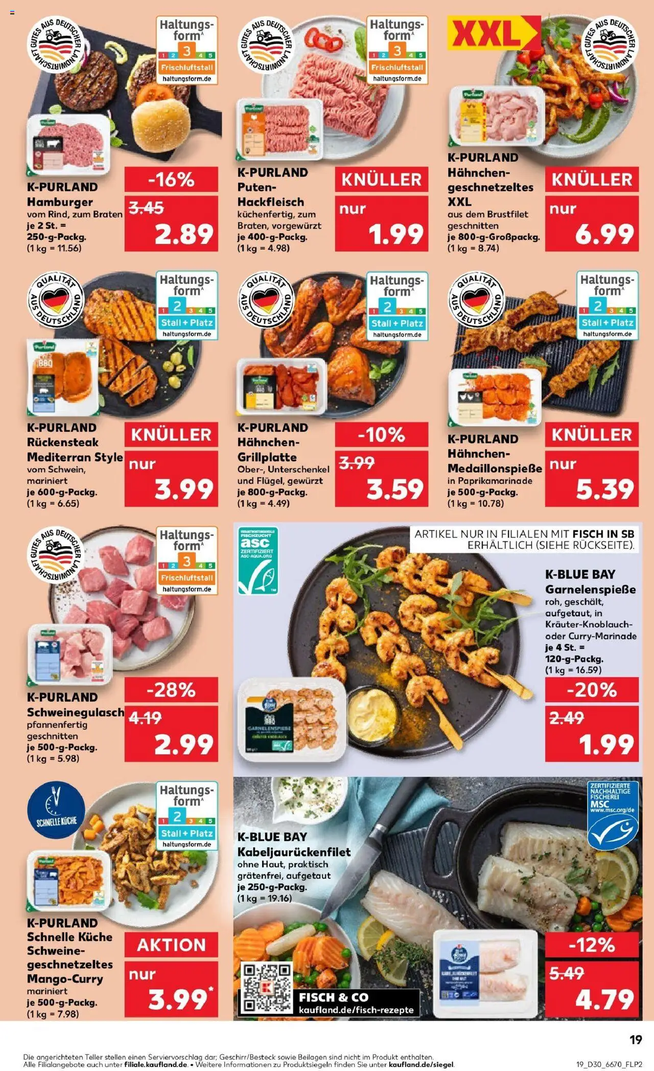 Kaufland prospekt Mönchengladbach	 - gültig ab dem 24.07.2025 | Seite: 19 | Produkte: Hahnchen, Küche, Fisch, Hackfleisch