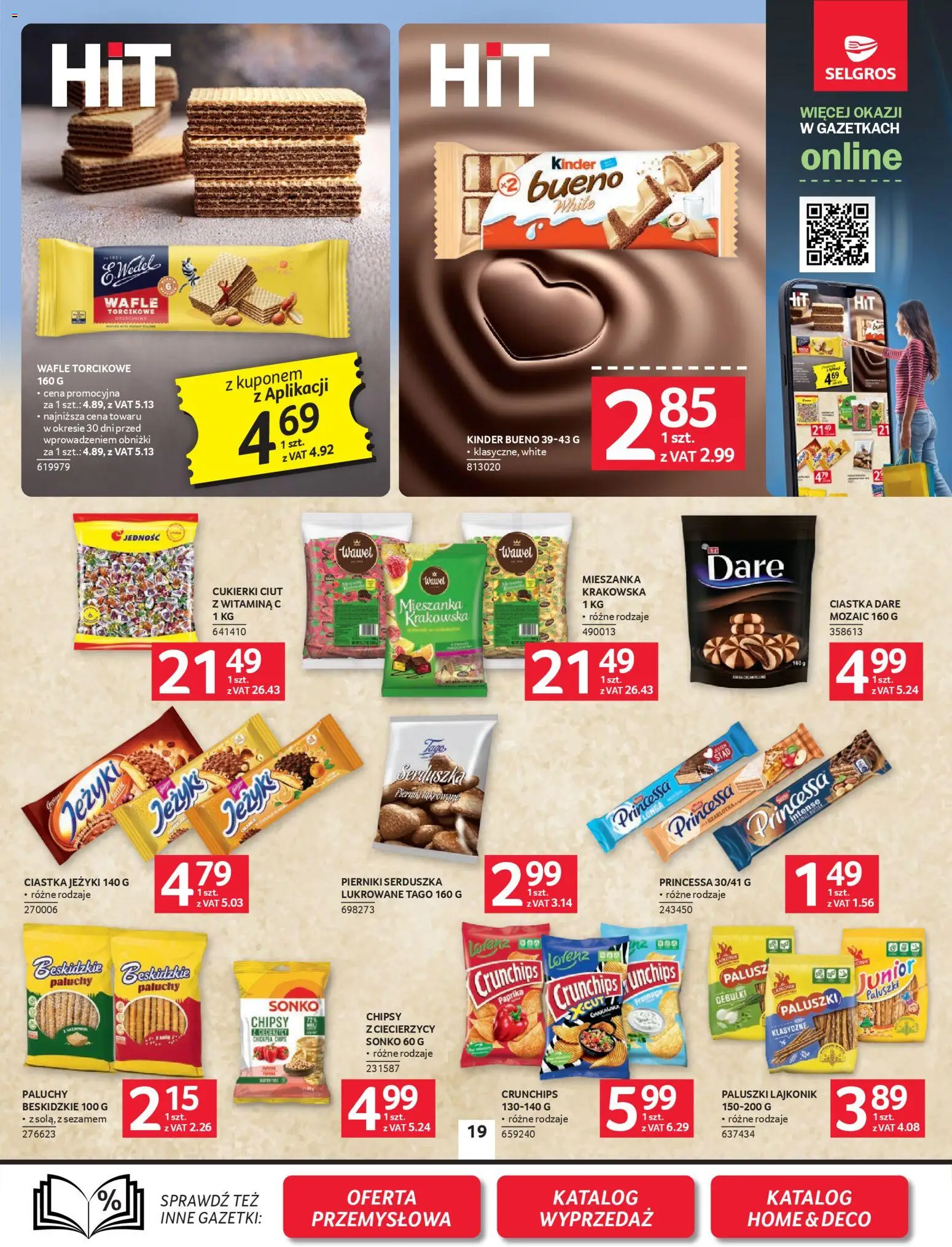 Selgros cash&carry Gazetka od 08.01.2026 | Strona: 19 | Produkty: Chipsy, Wafle, Kinder Bueno, Ciastka