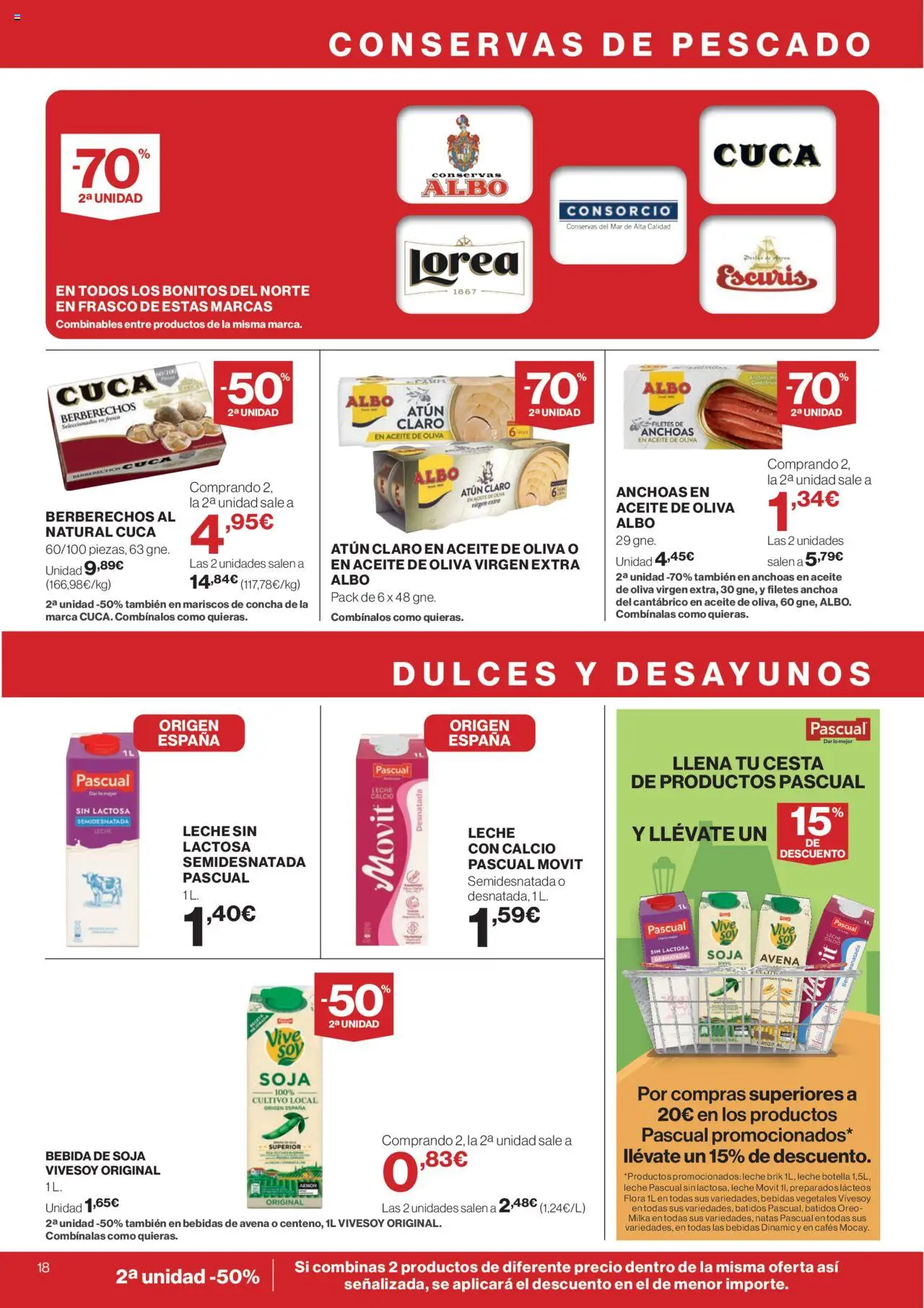 Supercor Canarias │ válido desde el 25.09.2025 | Página: 18 | Productos: Leche sin lactosa, Berberechos, Pescado, Anchoa