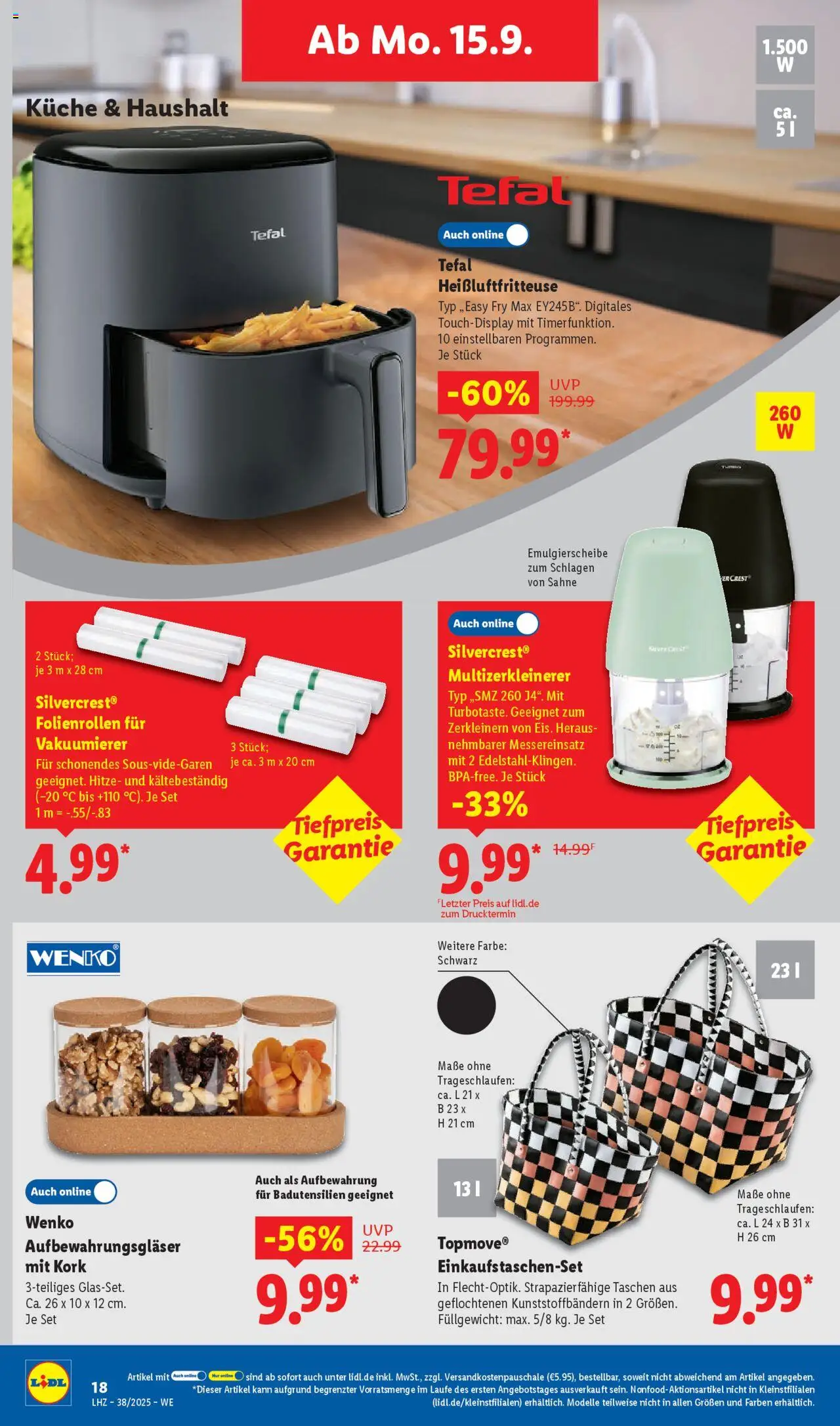 Lidl Prospekt Aarbergen – gültig ab 15.09.2025 | Seite: 30 | Produkte: Vakuumierer, Küche, Heißluftfritteuse, Sahne