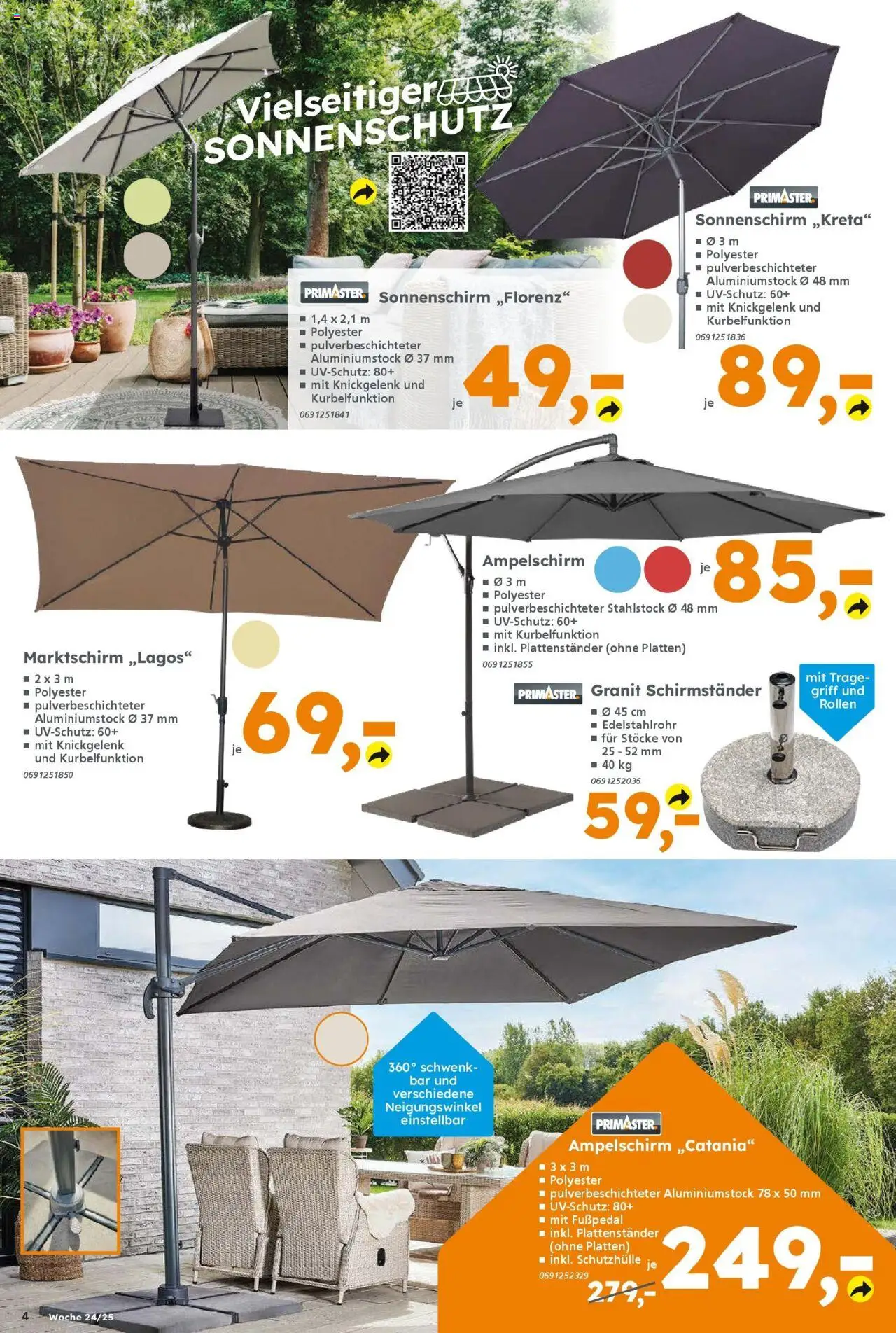 Globus Baumarkt prospekt Forchheim	 - gültig ab dem 10.06.2025 | Seite: 4 | Produkte: Schirmständer, Sonnenschirm