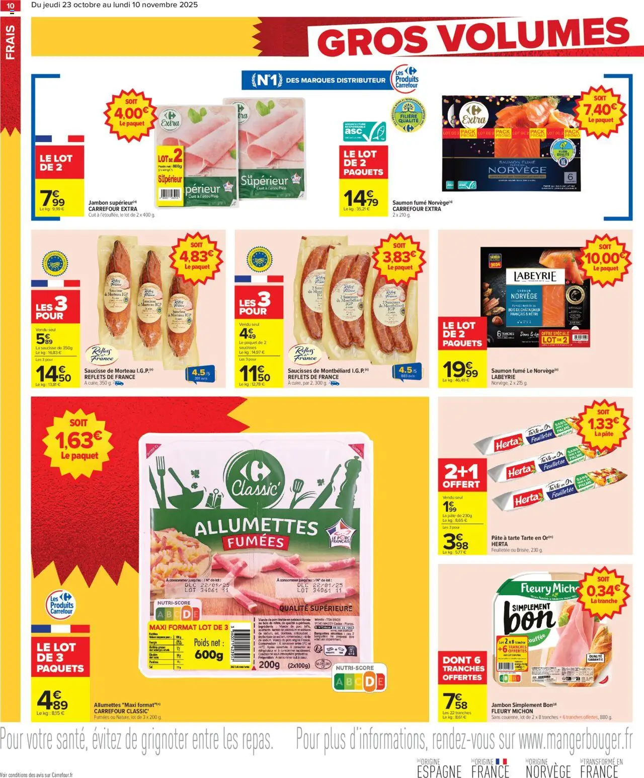 {H1} | Page: 12 | Produits: Saumon fumé, Saucisse, Porc, Saumon