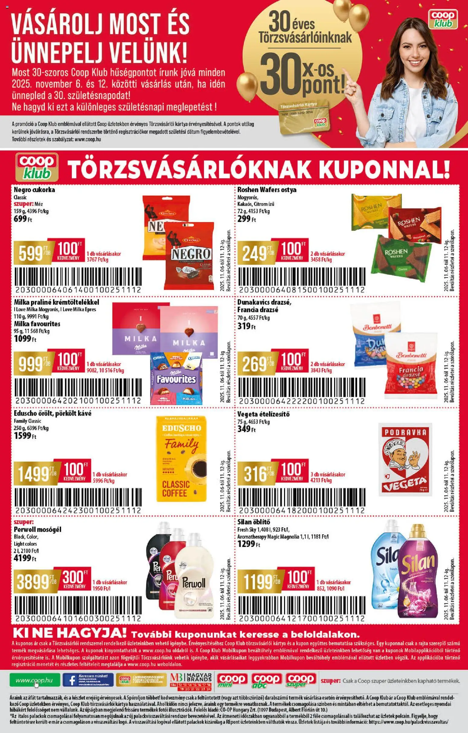 COOP akciós ujság - amely érvényes a következő dátumtól: 06.11.2025 | Oldal: 12 | Termékek: Méz, Öblítő, Drazsé, Kávé